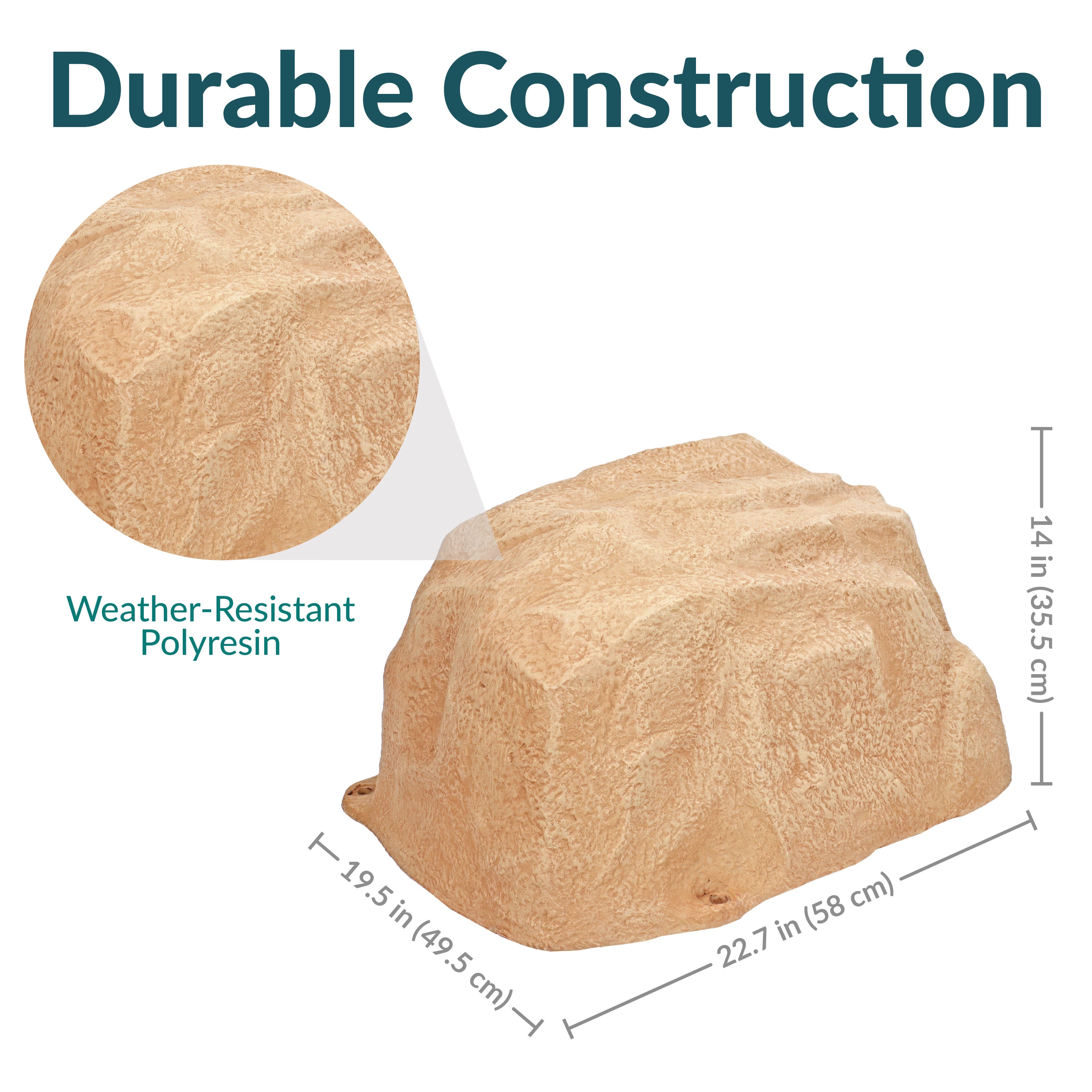 Sunnydaze Low Profile Artificial Landscape Rock Cover with Stakes - Decorative Yard & Garden Camouflage for Utility Boxes, Pipes & Unsightly Objects