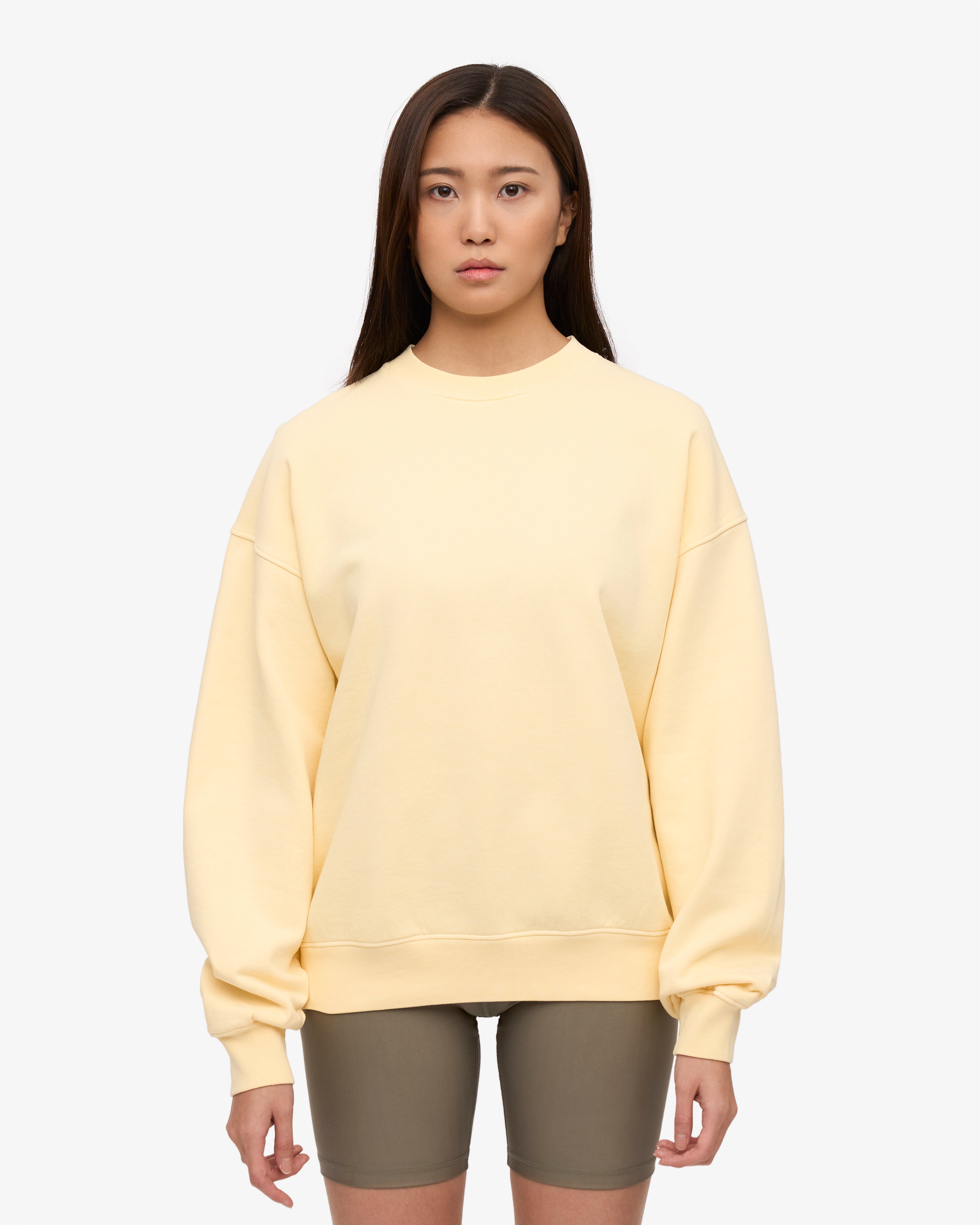 Organic Oversized Crewneck Sweatshirt - Soft Yellow | Cozy & Stylish Unisex Pullover for Casual Wear, Loungewear & Fall Fashion