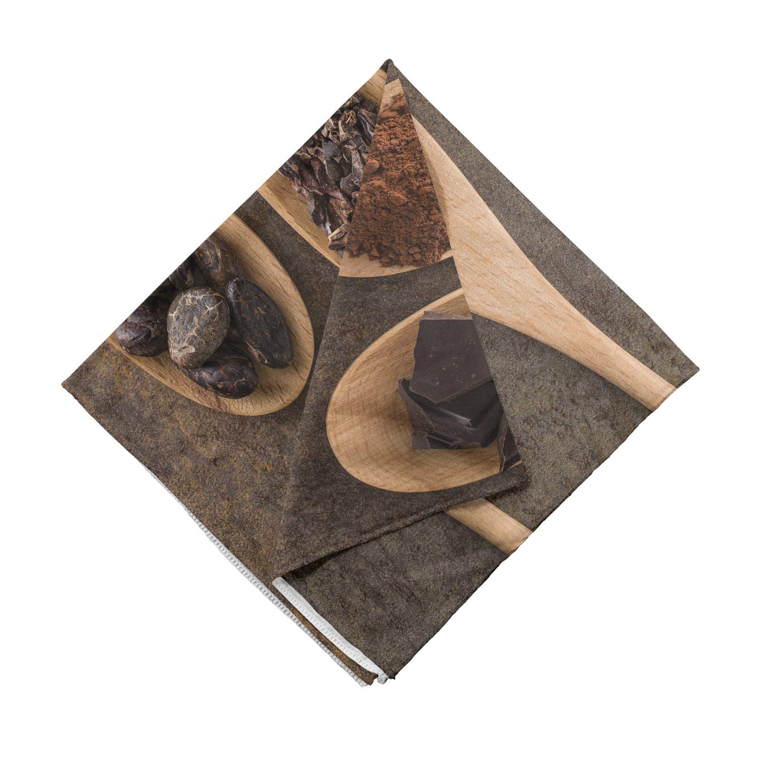 Ambesonne Chocolate Bandana - Unisex Head & Neck Scarf with Cocoa Spoon Print - Perfect for Cooking, Baking & Chocolate Lovers Accessory