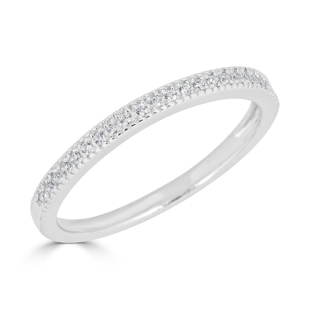 14K Gold 0.10 CTW Diamond Beaded Stackable Ring for Women - Elegant Wedding Band, Anniversary Gift, Everyday Jewelry & Special Occasions