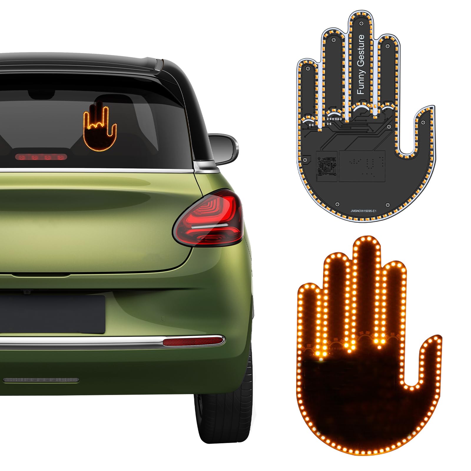 LED Car Finger Light with Remote - Hand Gesture Sign for Back Window, Road Safety Reminder Light - Truck & Car Accessories for Men (Perfect for Night Driving, Traffic Signals & Car Enthusiasts)