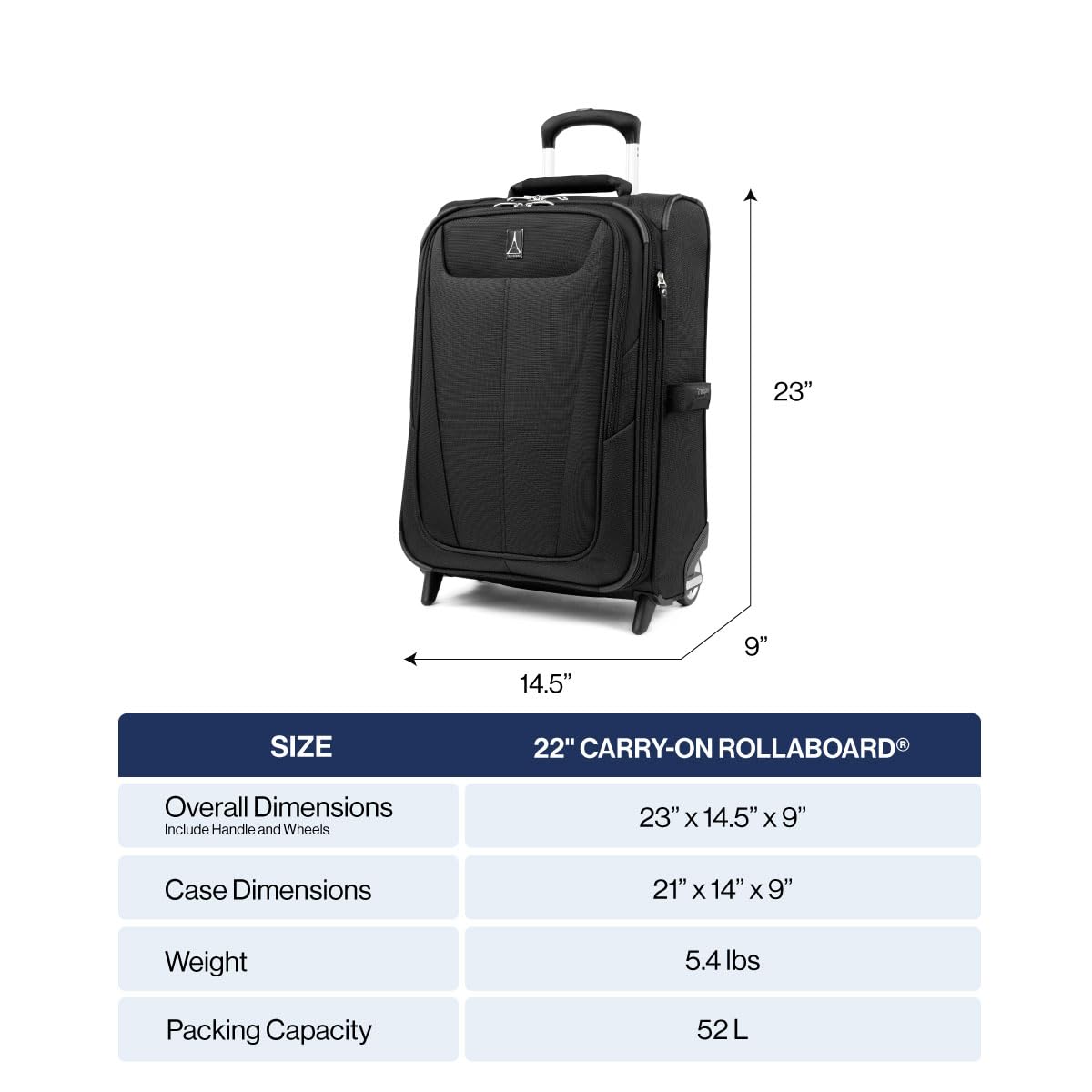 Travelpro Maxlite 5 Softside Expandable 22-Inch Carry-On Luggage - Lightweight 2-Wheel Upright Suitcase for Men & Women (Black) - Perfect for Business Trips, Weekend Getaways & Air Travel
