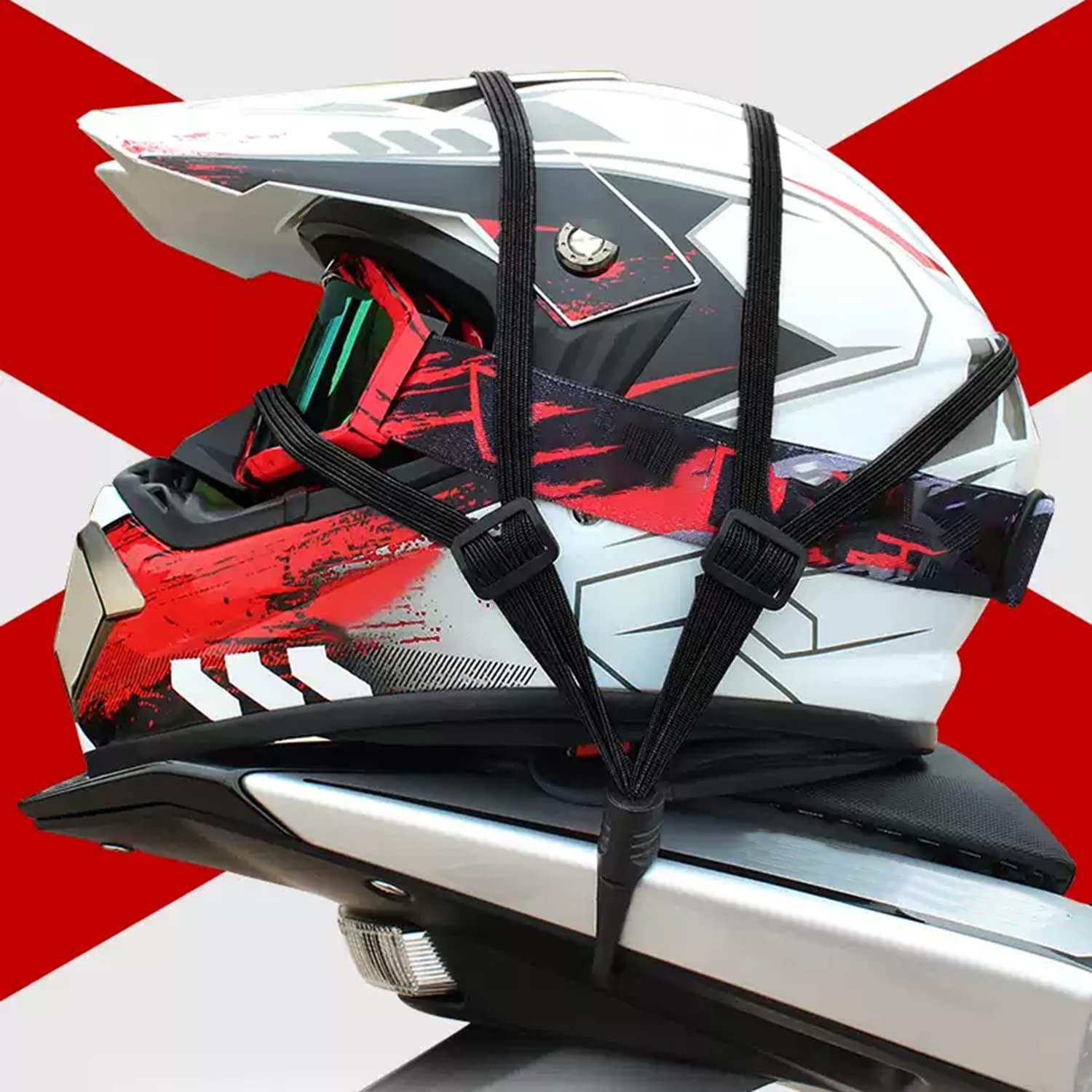 2 Pack Retractable Motorcycle Helmet Rope with Hooks - 23.6