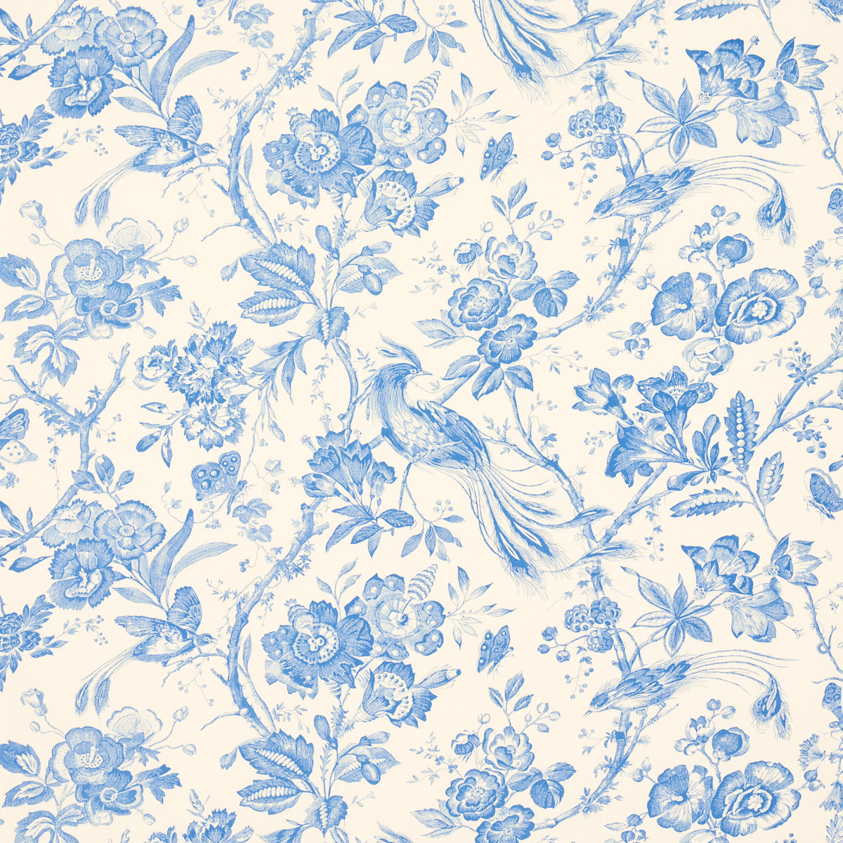 Schumacher Birds of Paradise Blue Fabric - Premium Upholstery & Decor Material for Home & Office