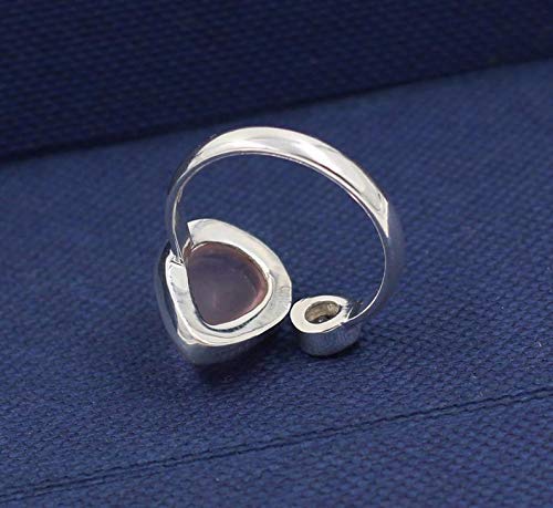 Rose Quartz Open Front Ring - 925 Sterling Silver Handmade Jewelry for Women, Anniversary & Birthday Gift - Elegant & Romantic for Everyday Wear, Date Nights & Special Occasions