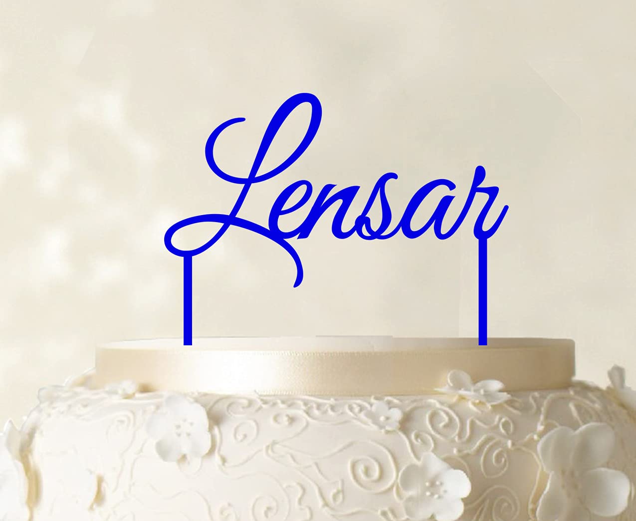 Custom Name Cake Topper - Personalized Blue Wedding Cake Decorations (5