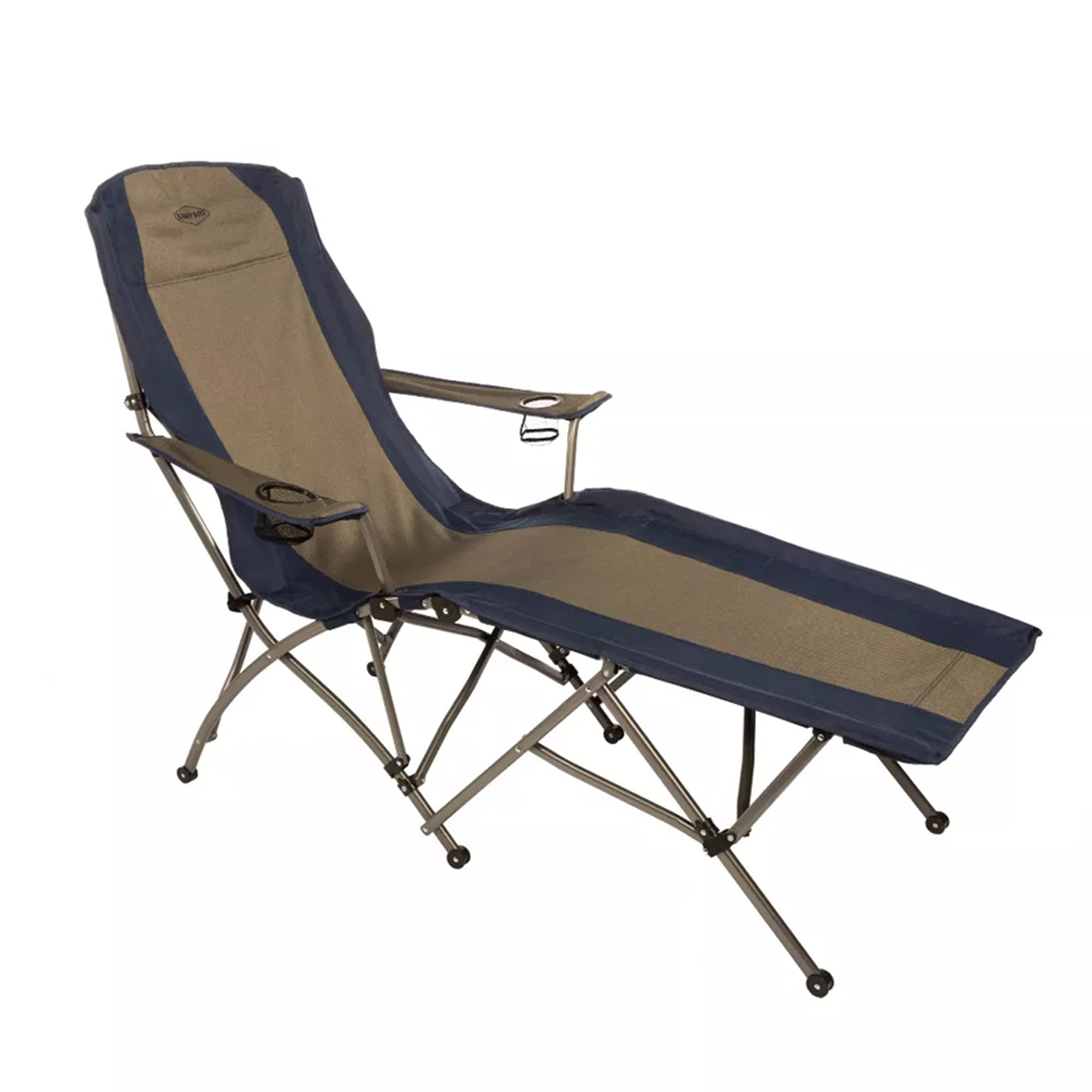 Kamp-Rite Compact Folding Lounge Chair - Lightweight Portable Camping Chair for Outdoor, Beach, Picnic & Backyard - Comfortable Tan & Blue Design