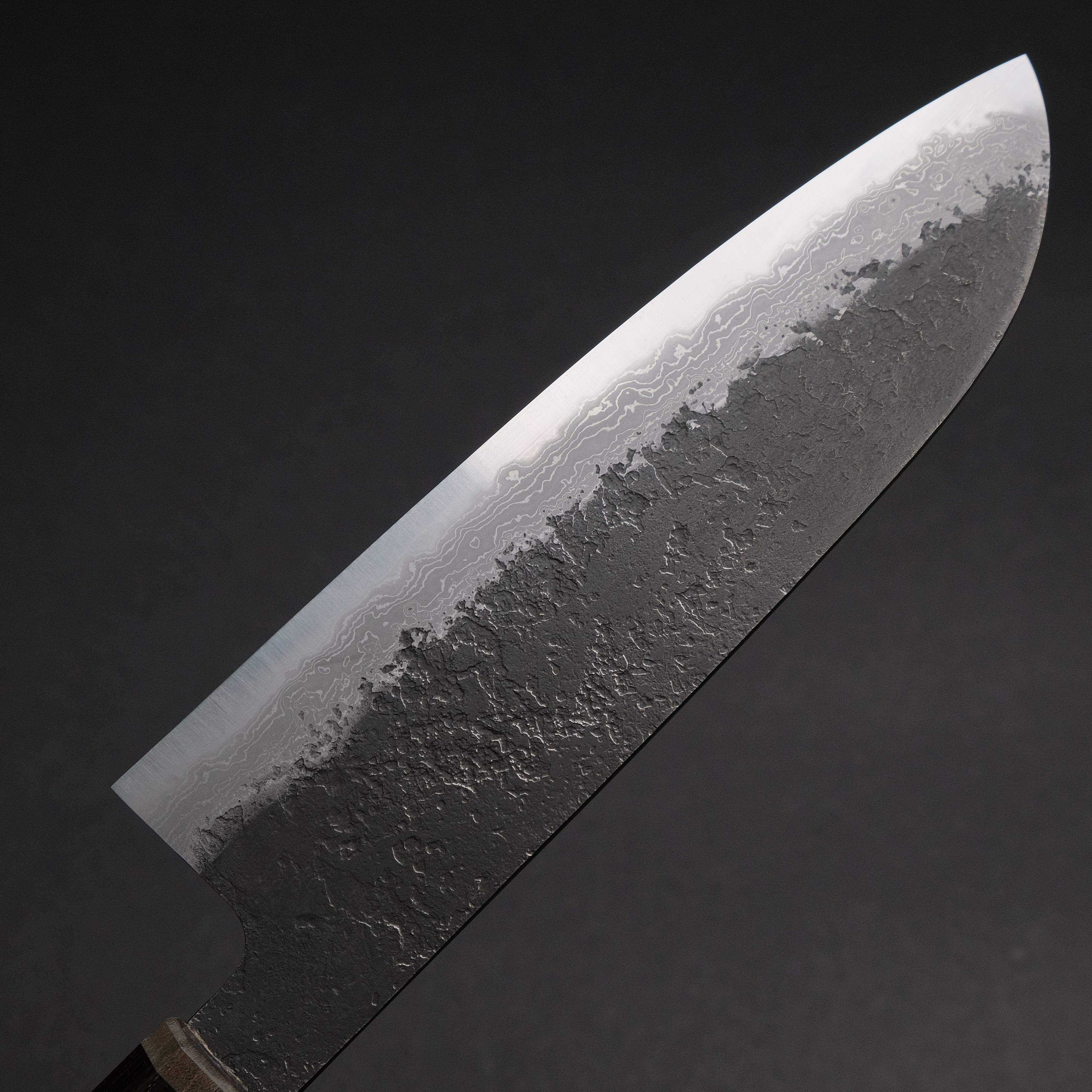 Premium Ajikataya White #2 Nashiji Damascus Santoku Knife 180mm - Ebony & Stabilized Wood Handle (#50) - Perfect for Sushi, Vegetables & Meat Slicing