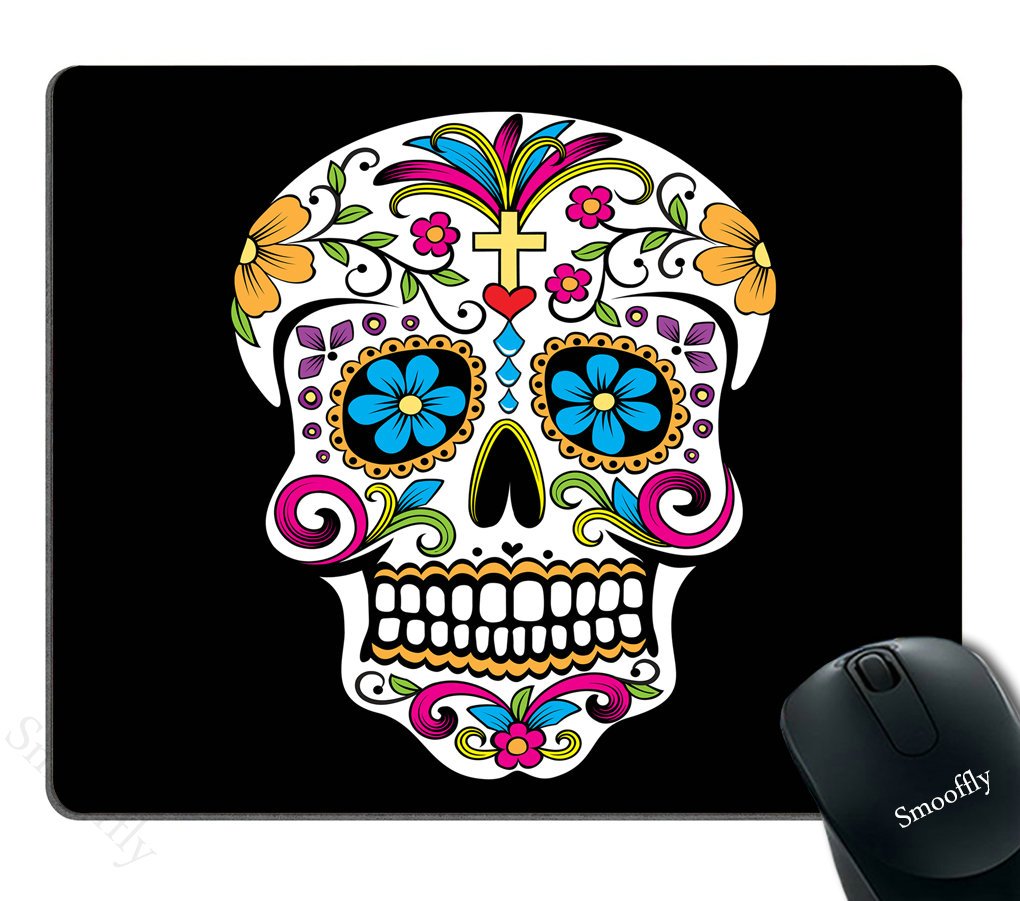 Custom Sugar Skull Gaming Mouse Pad - Non-Slip Rubber Base, Large Rectangle Mouse Mat for PC & Laptop - Perfect for Gaming, Office Work & Graphic Design