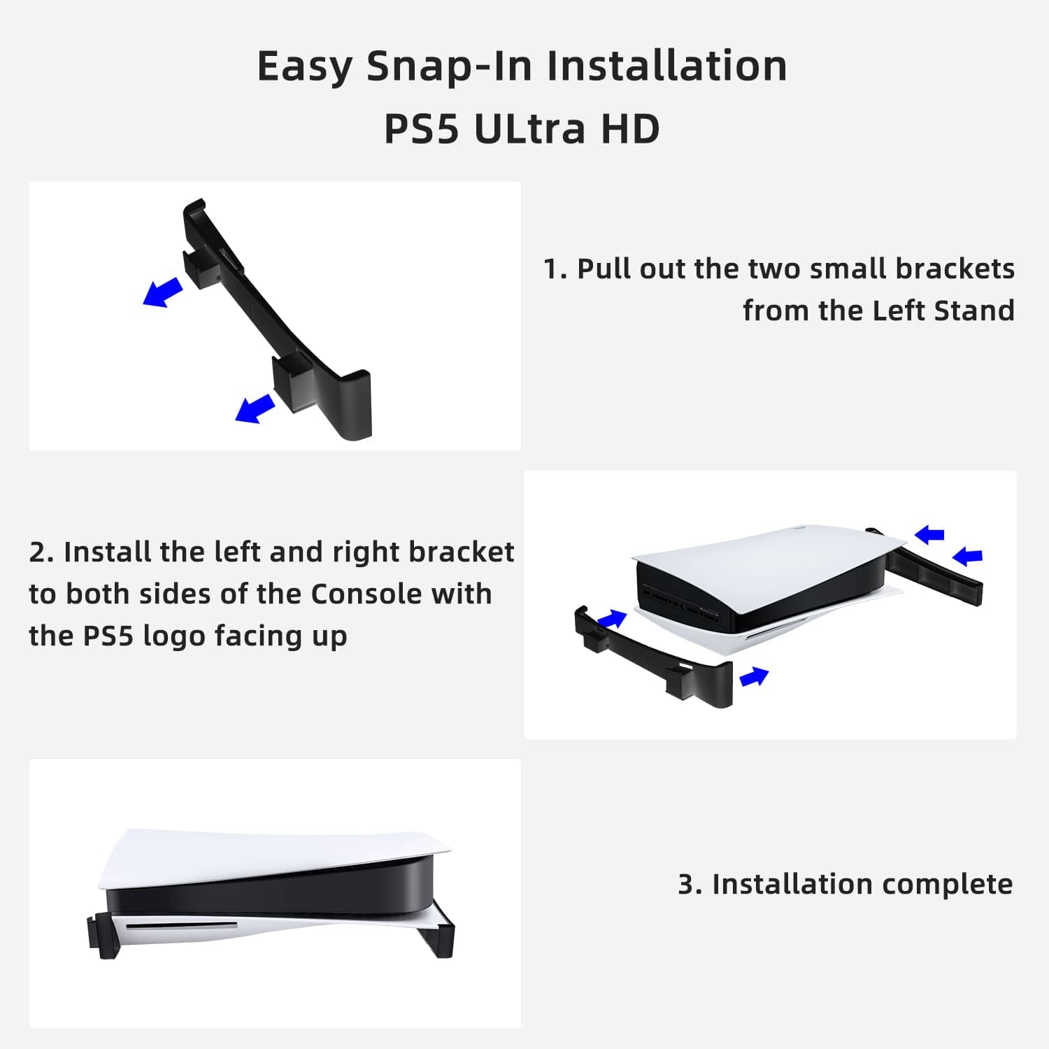 Wigearss PS5 Horizontal Stand for Digital Edition & UHD Consoles - Secure Cooling Base with Airflow Design, No-Tool ABS Stand (Black) - Perfect for Gaming Setup & Console Protection (Not Compatible with PS5 Slim/Pro)
