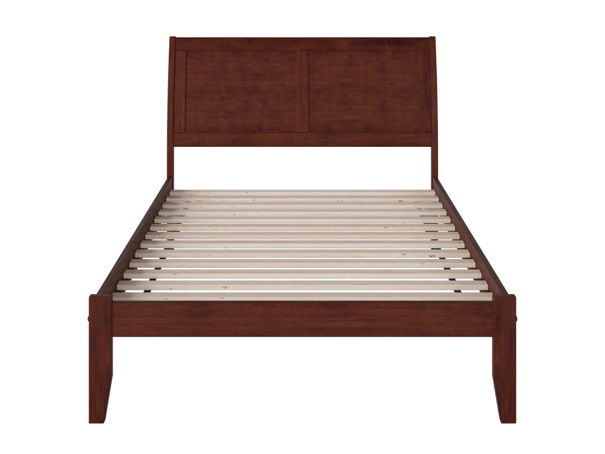 AFI Portland Full Platform Bed with USB Charger - Solid Walnut Wood Frame, Modern Minimalist Design for Bedroom, Living Room, or Guest Room