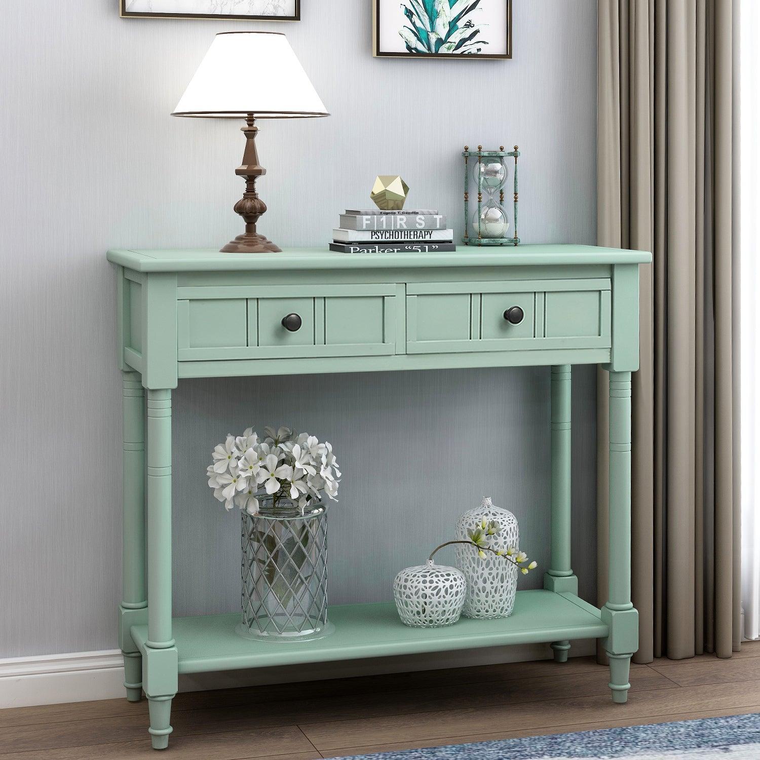 Stylish Daisy Series Console Table - Traditional Wooden Design with 2 Drawers & Bottom Shelf - Perfect for Entryway, Hallway, or Living Room Decor