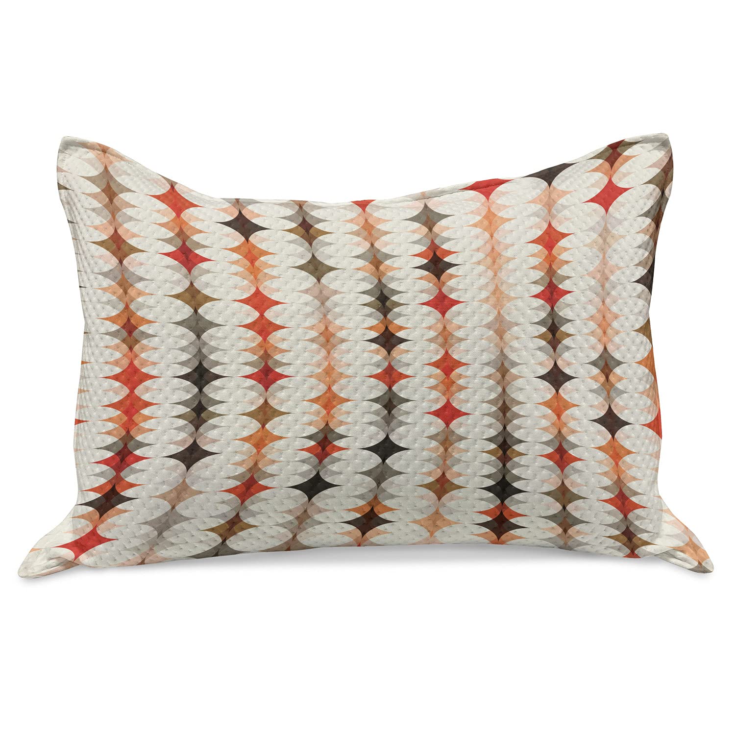 Ambesonne Geometric Knitted Quilt Pillow Cover - Vintage Oval Pattern with Radiant Tone Mosaic Design, Standard King Size 36