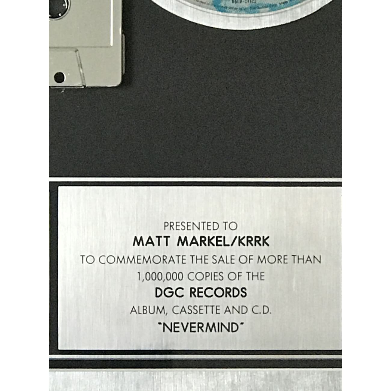 Nirvana Nevermind RIAA Platinum Album Award - Official Music Collectible for Fans & Display   Perfect for Home Decor, Music Memorabilia Collections, and Gift for Nirvana Fans