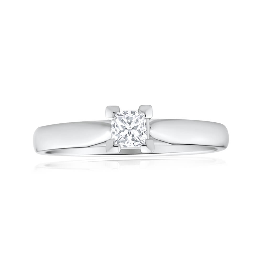 18K White Gold Solitaire Ring with 0.3 Carat Diamond - Elegant Engagement Ring for Women, Perfect for Proposals, Anniversaries & Special Occasions