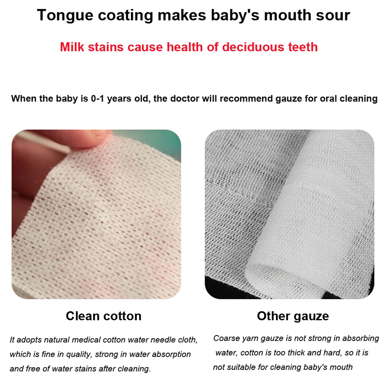 Soft Baby Toothbrush with Gauze - Gentle Infant Finger Toothbrush for Oral Cleaning | Individually Wrapped | Perfect for Newborns & Toddlers at Home or Travel