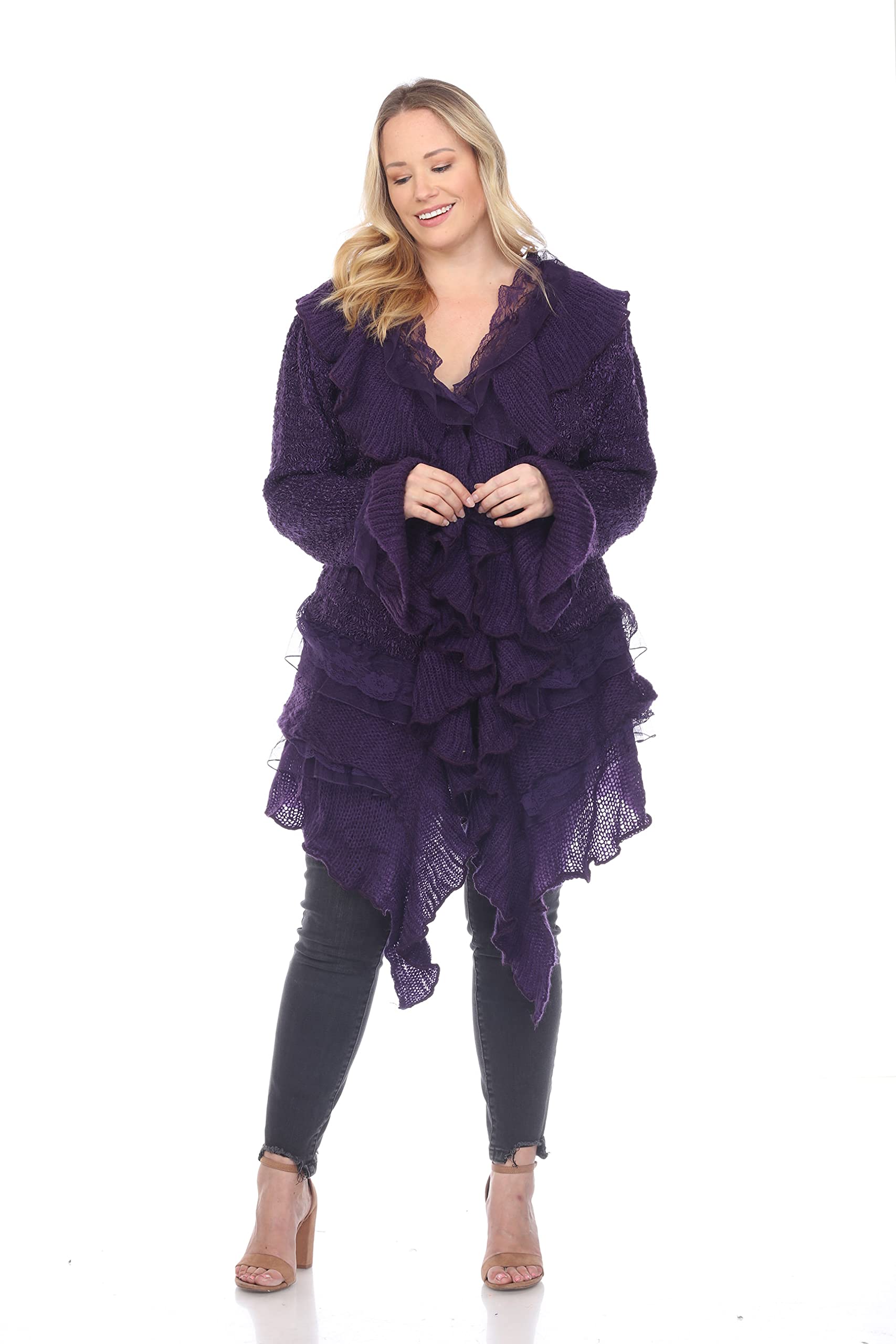 Simply Couture Women's Plus Size Casual Knit Long Sleeve Open Front Cardigan Sweater - Cozy Layering Piece for Fall & Winter, Perfect for Office, Lounge & Weekend Outfits
