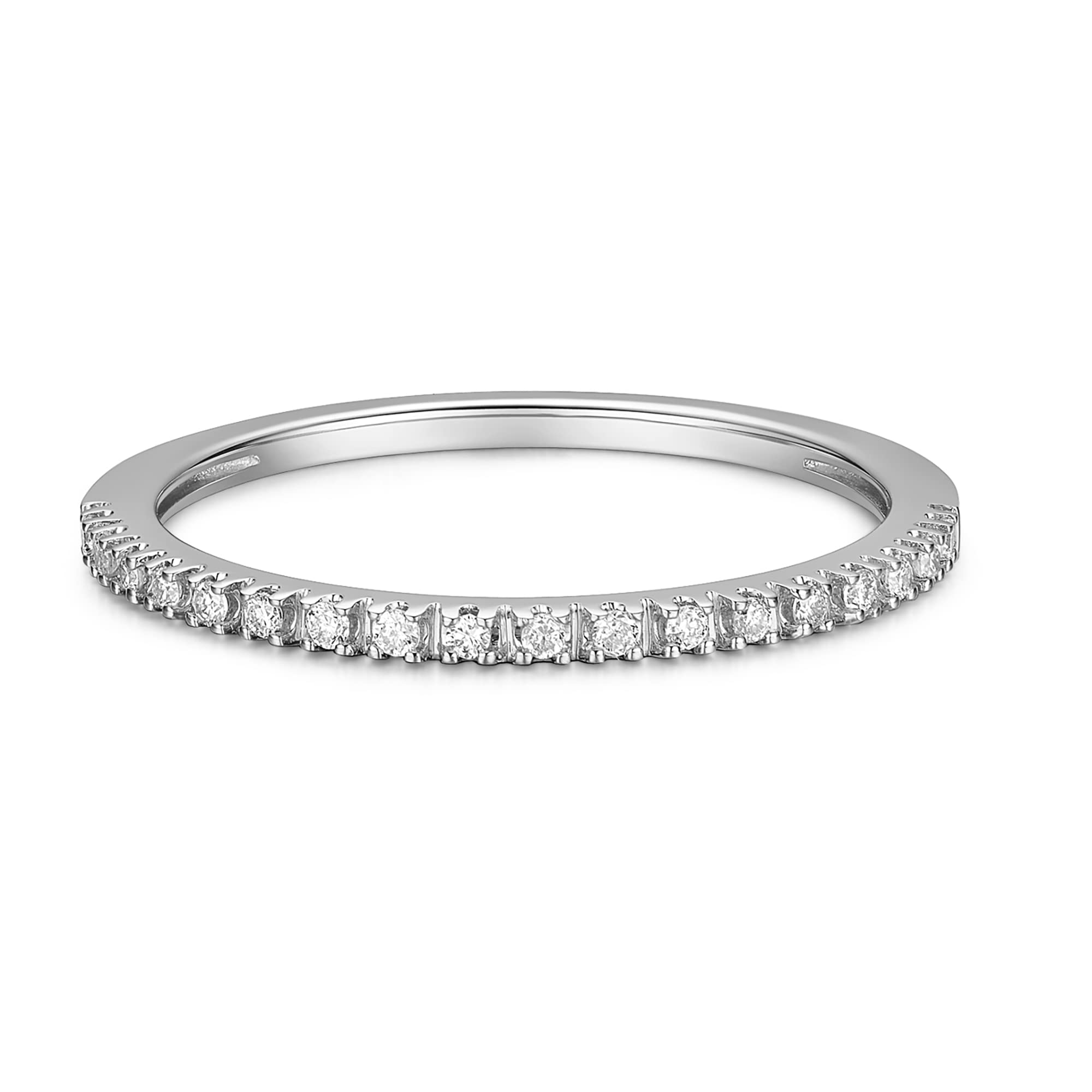 14K Solid Gold Moissanite Eternity Wedding Band for Women - 1.5mm Thin Stackable Ring, Durable 14K Gold Engagement Ring, Perfect for Bridal Jewelry, Anniversary Gifts & Everyday Luxury Wear