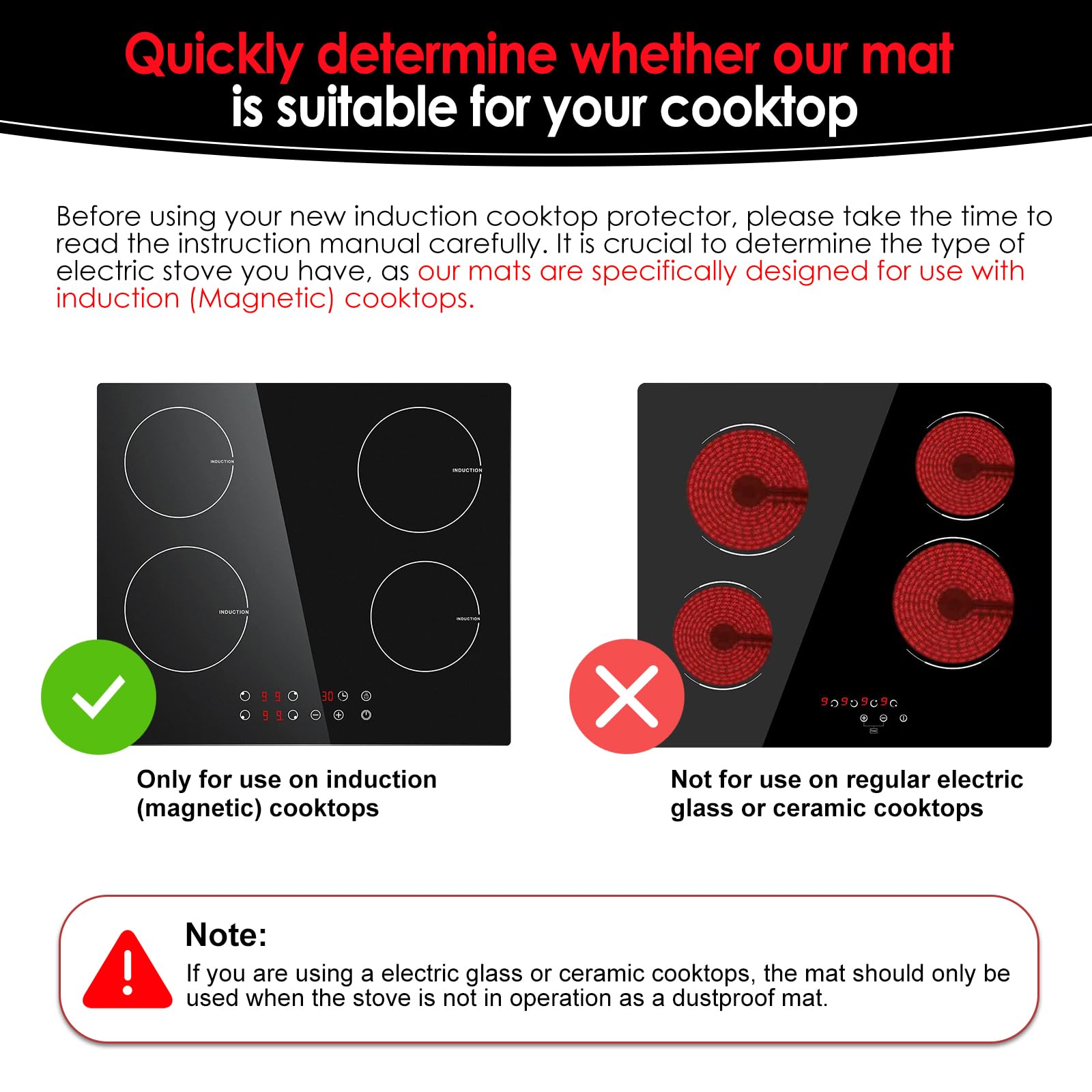 Premium Magnetic Induction Cooktop Protector Mat - Food Grade Silicone Stove Burner Cover, Anti-Scratch & Shockproof Glass Top Stove Protector for Electric Cooktops - Ideal for Kitchen Safety & Countertop Protection