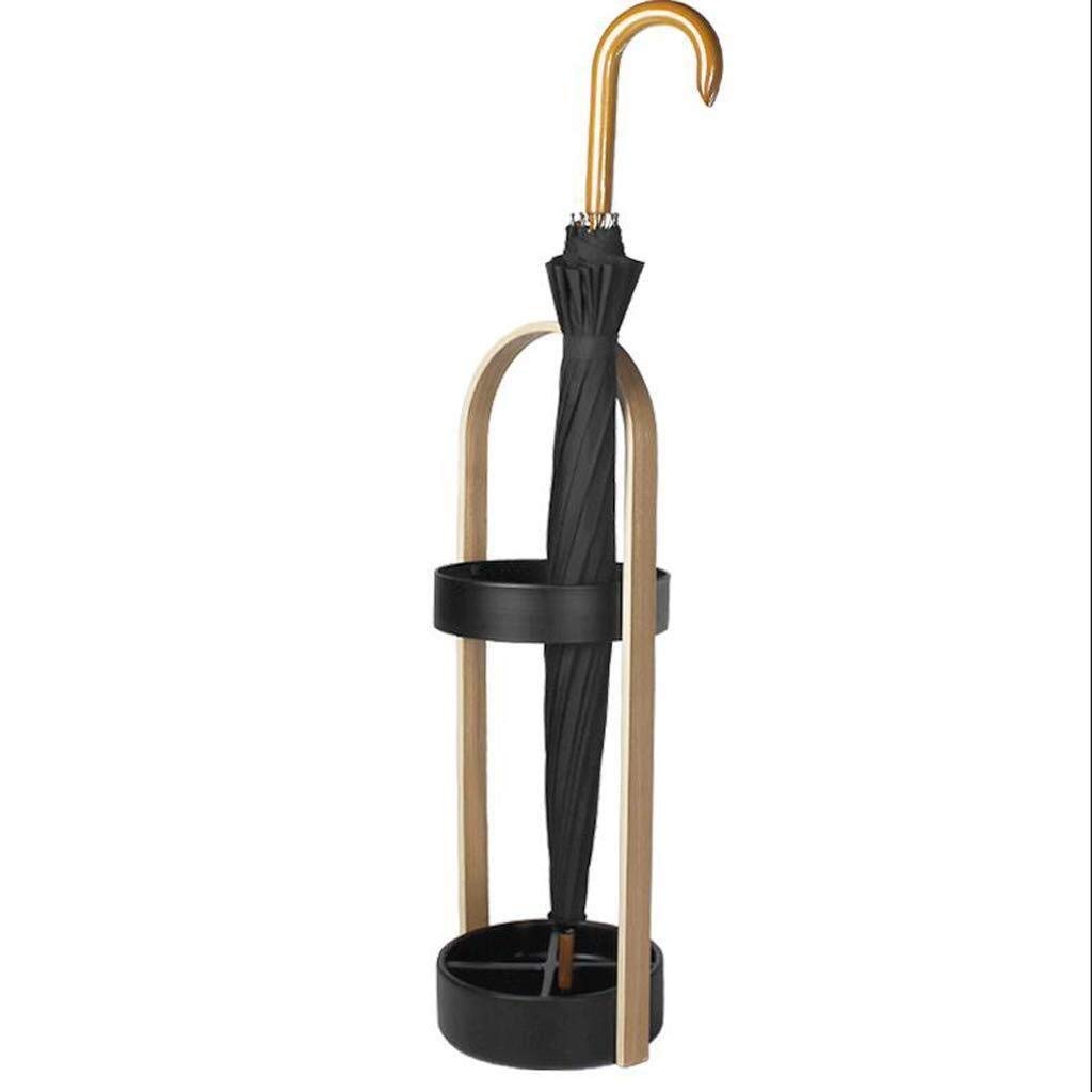 Solid Wood Umbrella Stand for Home, Hotel Lobby, Office - Black Umbrella Holder with Walking Stick Storage - Perfect for Living Room, Porch & Entryway Organization