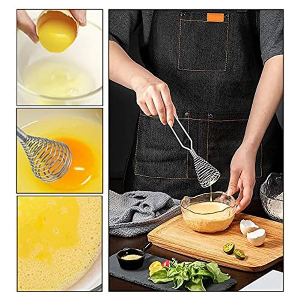 Stainless Steel Spring Coil Whisk - Hand Mixer for Cream, Eggs & Baking - Durable Kitchen Tool for Mixing, Beating & Whipping - Perfect for Baking, Cooking & Dessert Making