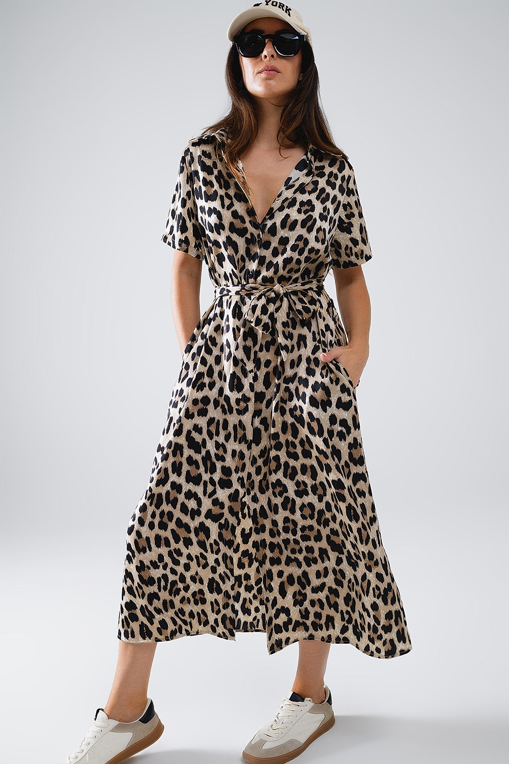 Leopard Print Short Sleeve Midi Robe with Belt - Perfect for Beach Cover-Up, Loungewear & Summer Vacation Outfits