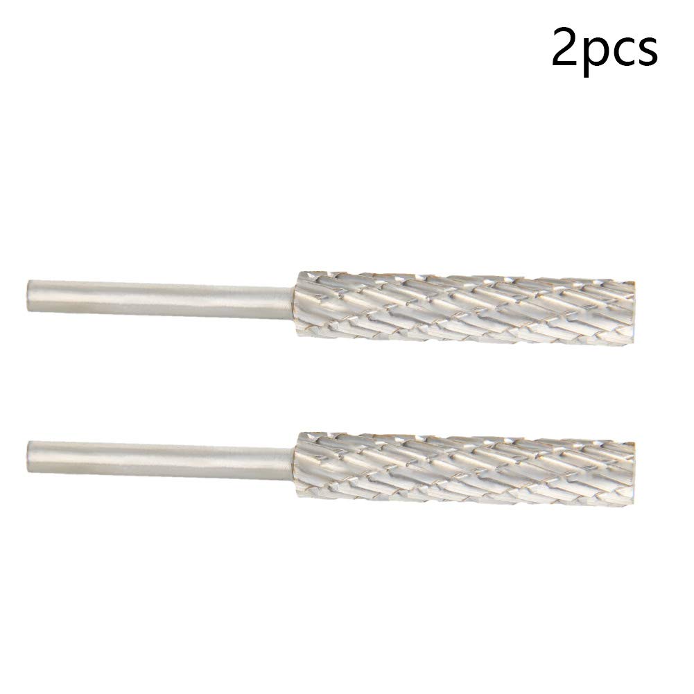Utoolmart HSS Rotary Files - 3mm Shank Double Cut Cylinder Burrs (6mm Dia) for Die Grinder & Drill - Wood Carving, Metal Polishing & Model Engineering (2-Piece Set) - Perfect for DIY Projects, Jewelry Making & Automotive Repair
