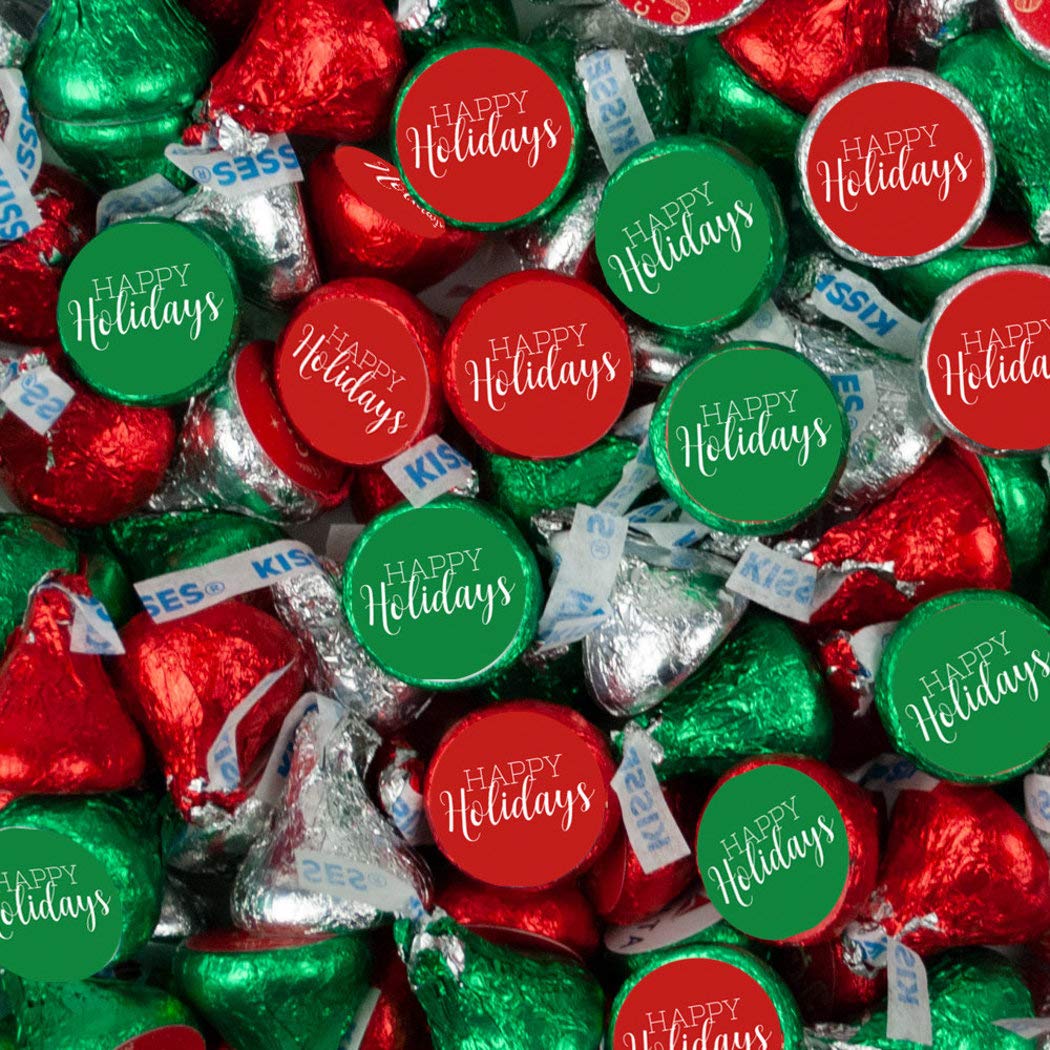 Christmas Candy Kisses with Stickers (90 Count) - No Assembly Required - Bulk Holiday Chocolate for Parties, Stocking Stuffers & Gift Baskets