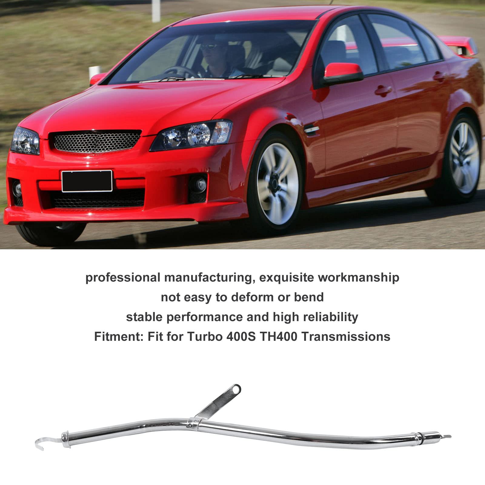 24in Stainless Steel Engine Oil Dipstick Tube for Turbo 400S TH400 Transmission - Chrome Silver Car Accessory | Perfect for Transmission Fluid Checks & Maintenance
