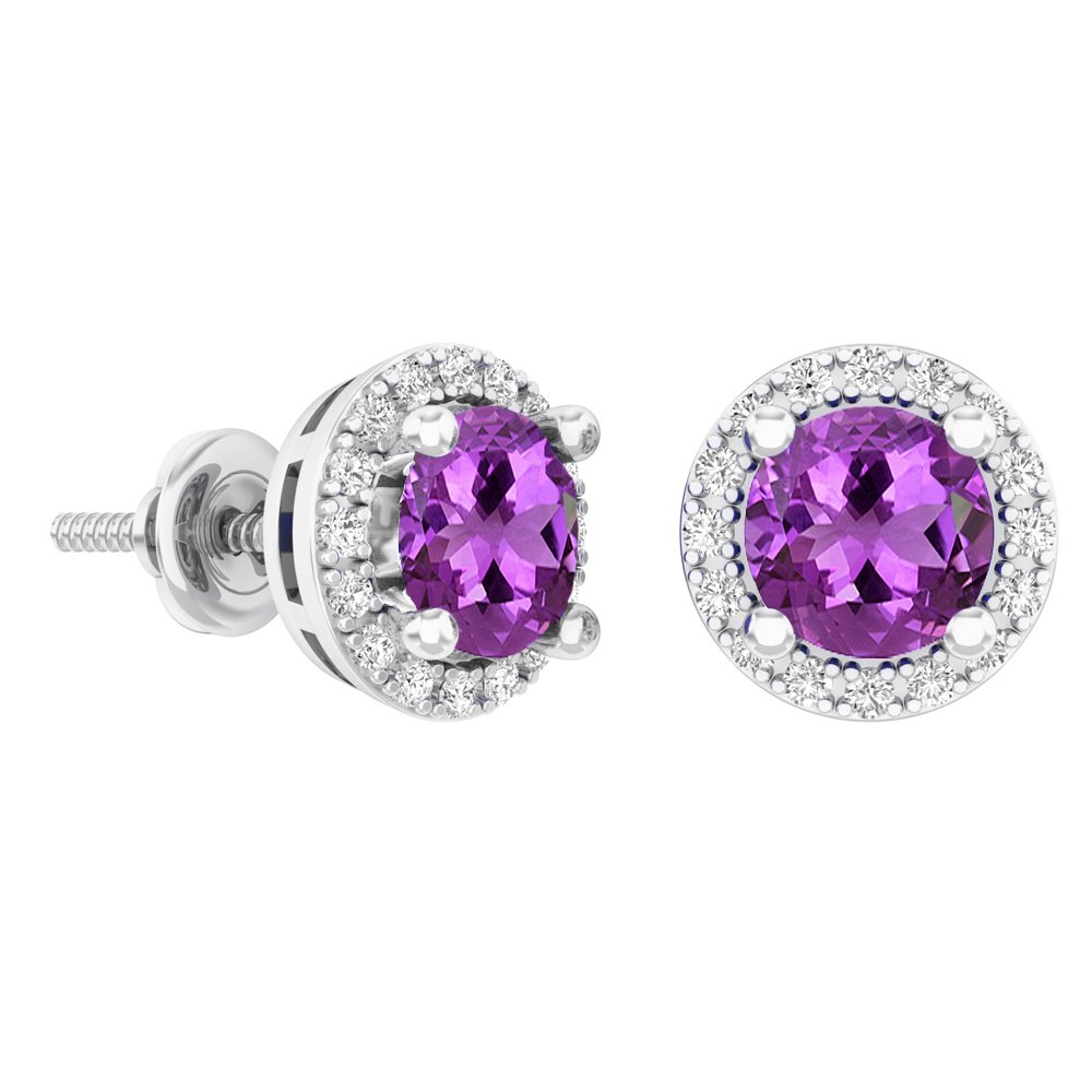 10K White Gold Halo Style Stud Earrings for Women – Dazzlingrock Collection | Elegant Jewelry Gift for Birthday, Anniversary & Special Occasions