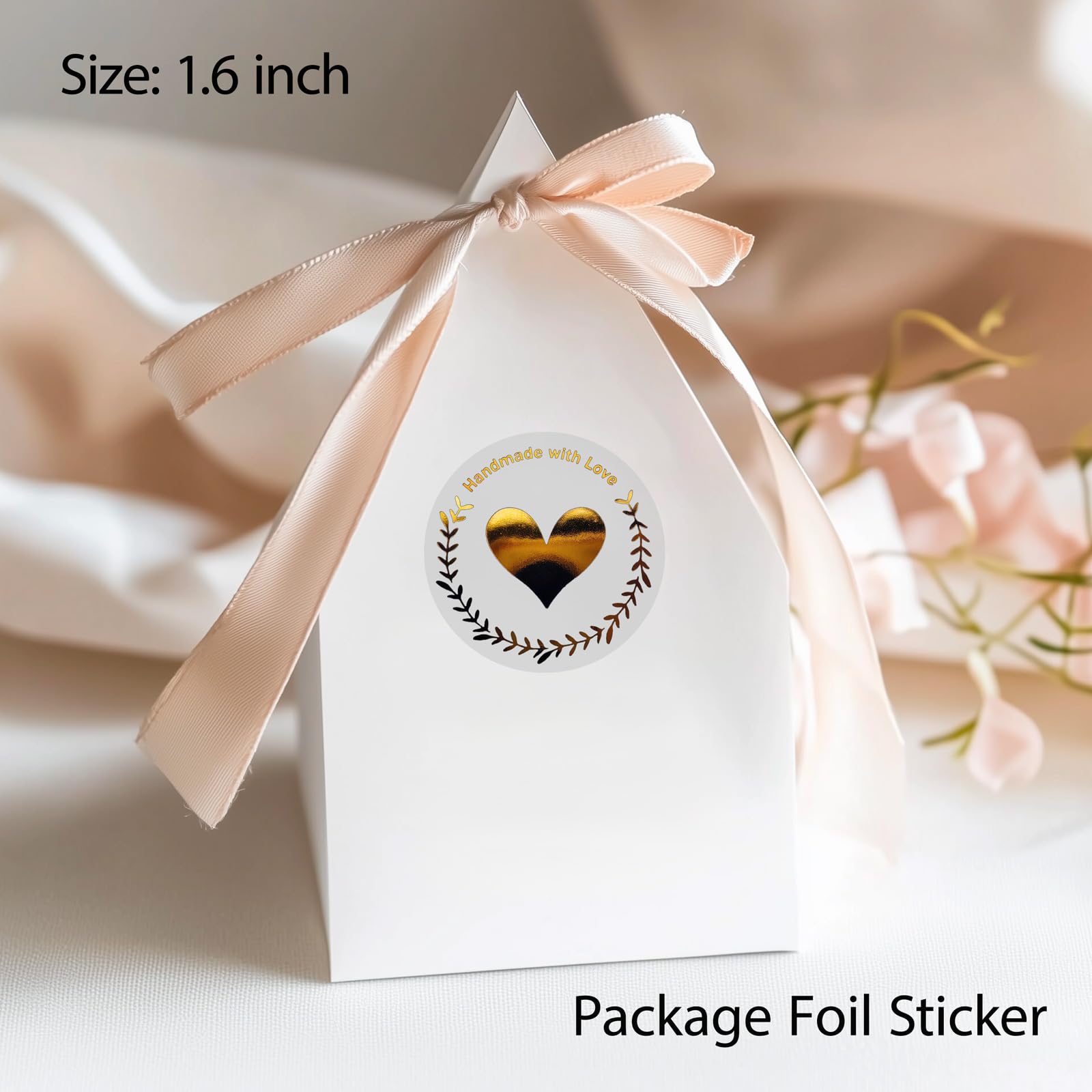100 Pack Handmade Rose Gold Foil Stickers - 1.6 Inch Premium Business Labels for Packaging, Branding & Small Business Support - Waterproof Transparent Decals for Gift Wrapping, Scrapbooking & Product Branding