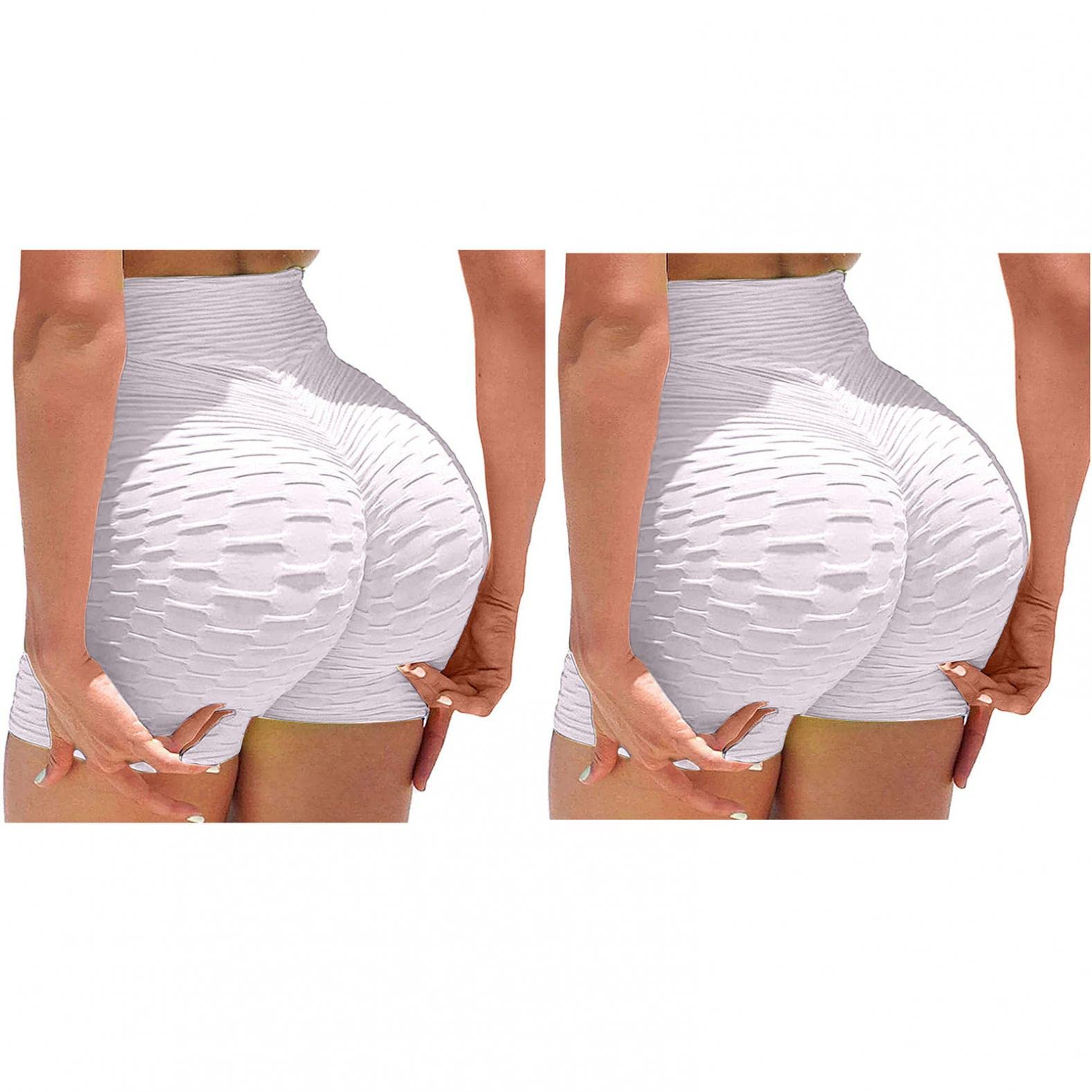 Women's High Waist Workout Shorts 2-Pack - Butt Lifting Biker Shorts for Running, Yoga & Gym - Perfect for Training, Lounge & Active Wear