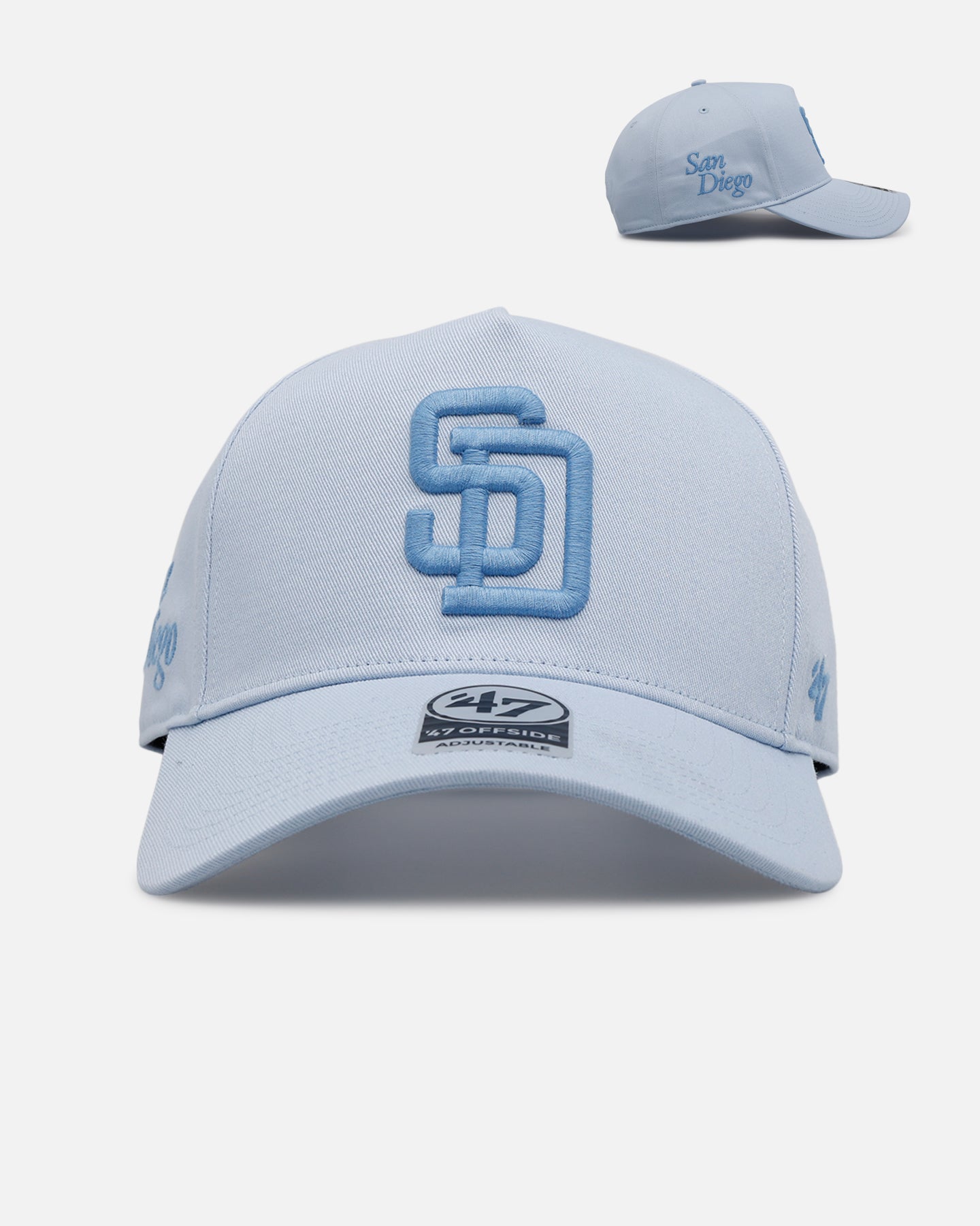 47 Brand San Diego Padres 'Contemporary Basics' Snapback Hat - Light Blue Adjustable Baseball Cap for Men & Women - Perfect for Game Day, Streetwear & Casual Outfits