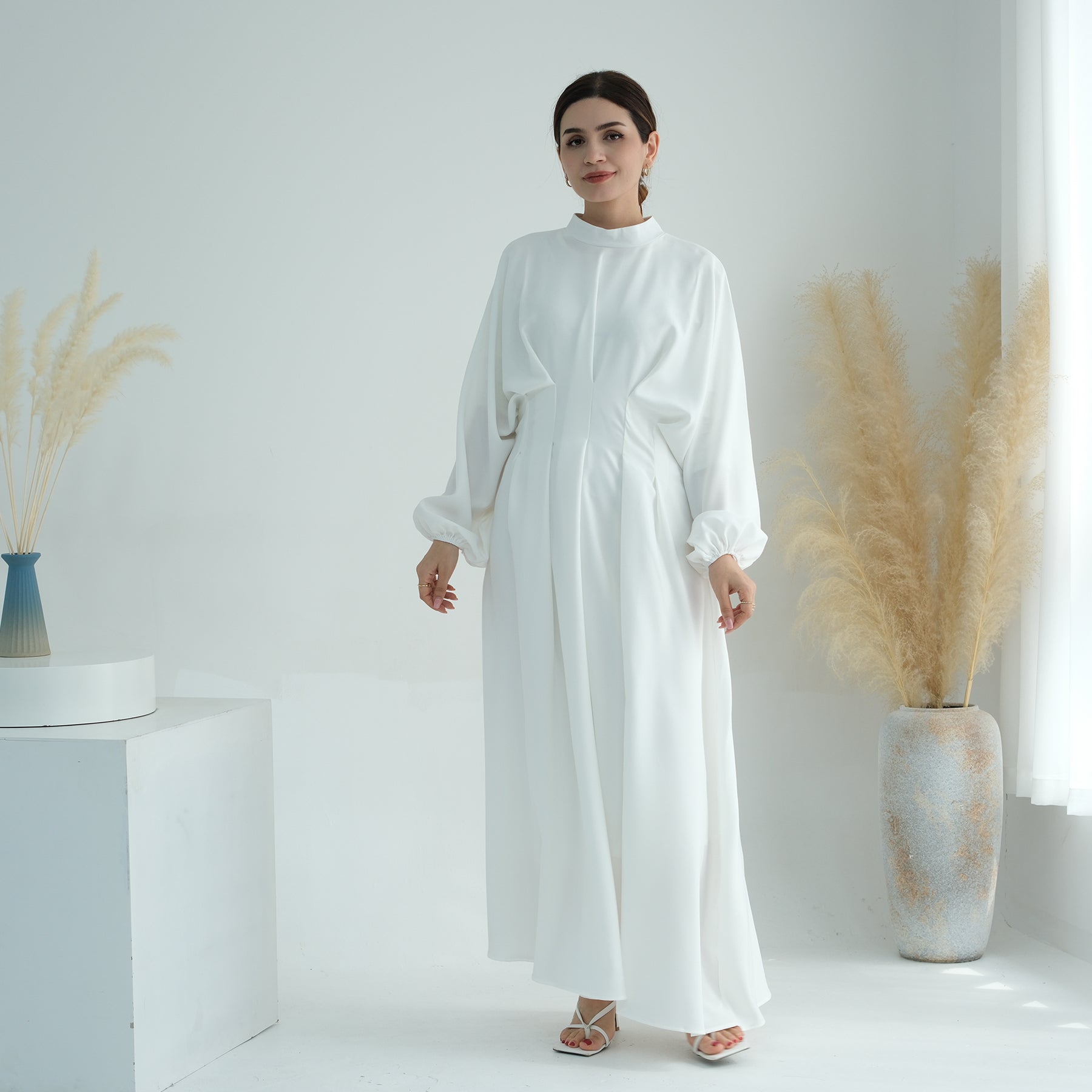 Madison Long Sleeve Maxi Dress for Women - Elegant White Flowy Evening Gown - Perfect for Weddings, Parties & Special Occasions