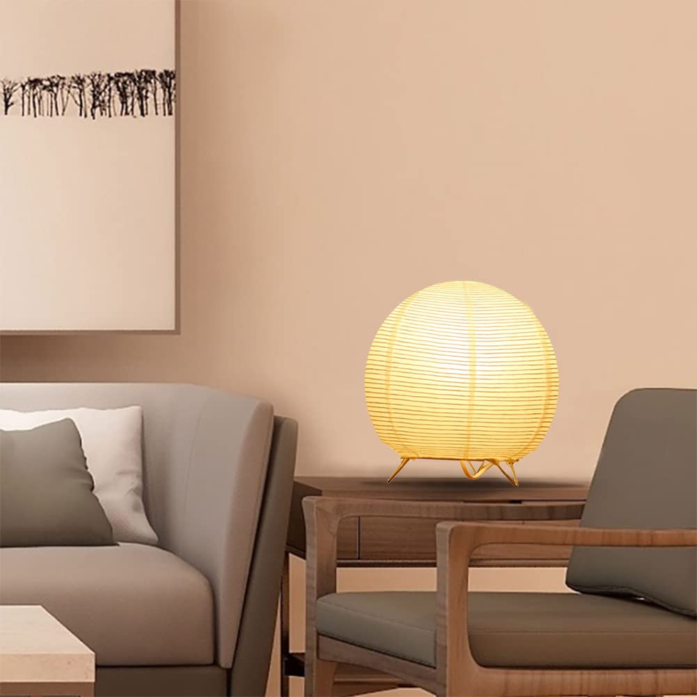 Archi Table Lamp - Modern Standing Lamp with Rice Paper Shade for Bedroom & Living Room Decor - Elegant Ball Design for Cozy Ambiance | Perfect for Nightstands, Reading Nooks and Home Office Lighting
