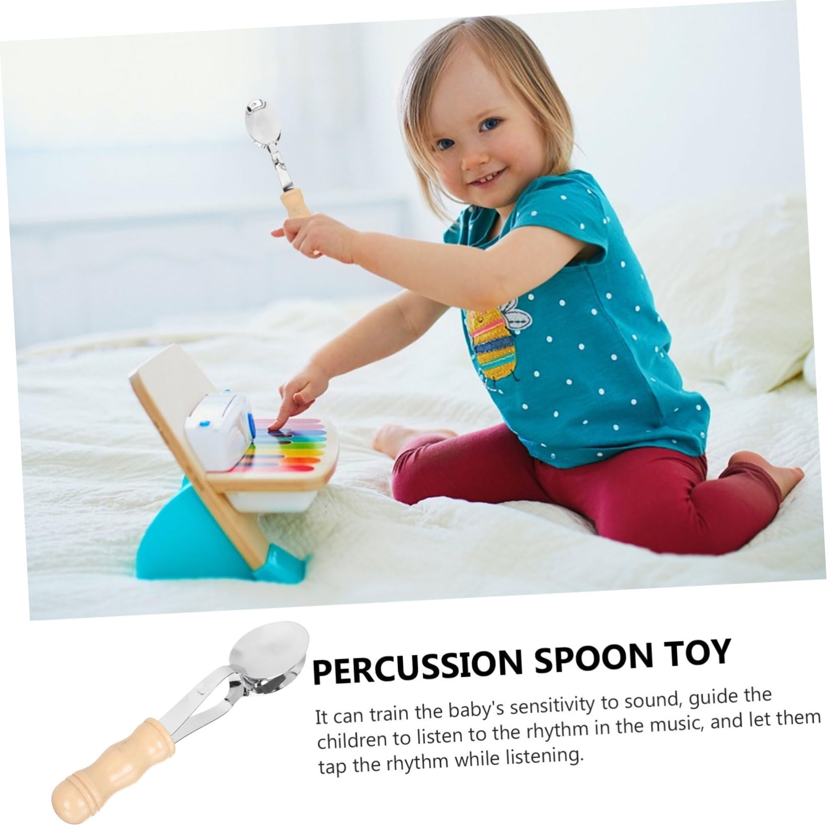 VICASKY Musical Spoon Percussion Toy Set - Metal & Wooden Fun Instrument for Kids - Classical Music Game for Children - Perfect for Classroom, Birthday Parties & Family Playtime