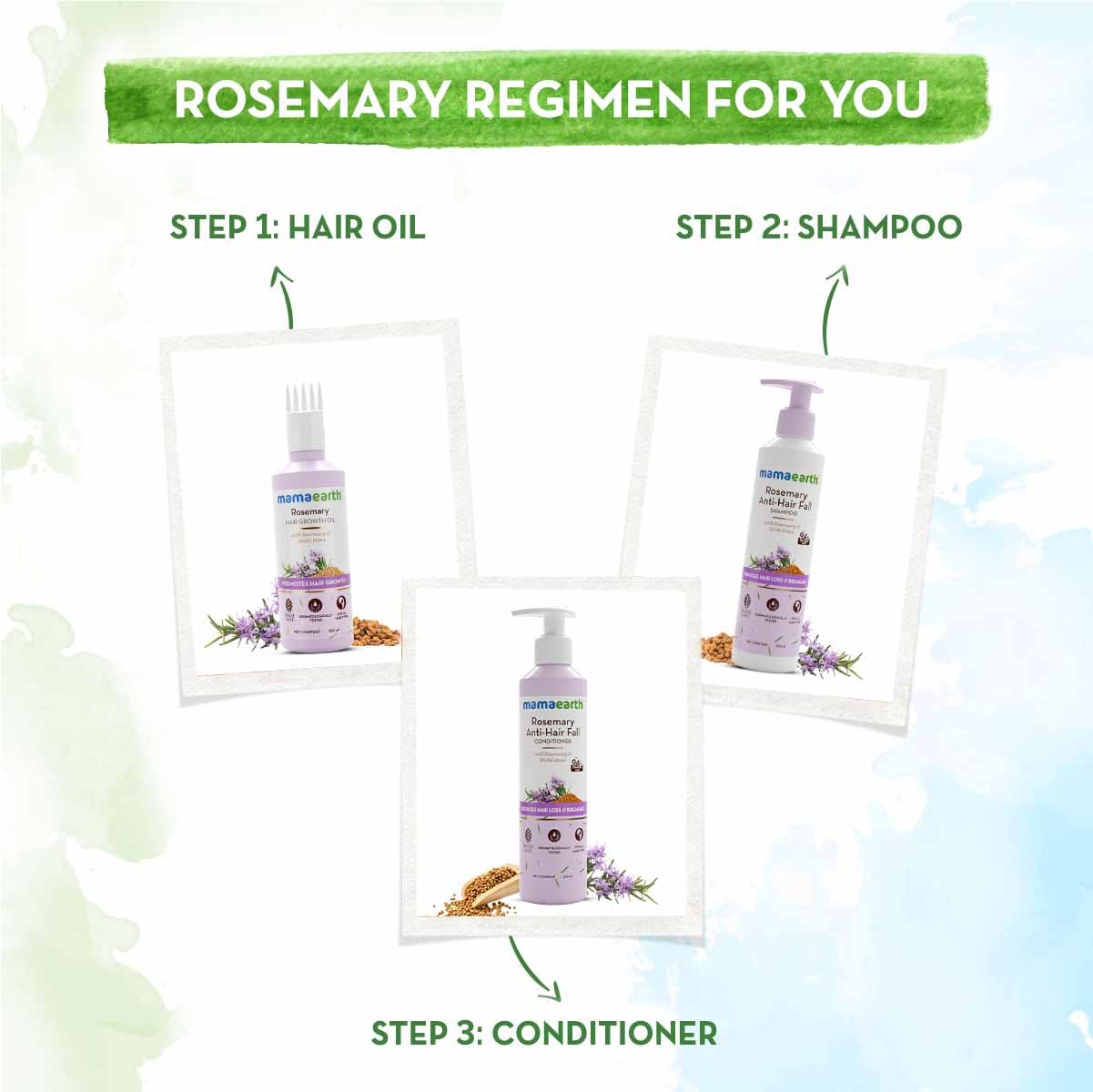 Mamaearth Rosemary Hair Growth Combo with Hair Growth Oil & Anti-Hairfall Shampoo (490g) - Natural Solution for Thicker, Stronger Hair | Perfect for Daily Hair Care Routine & Scalp Nourishment