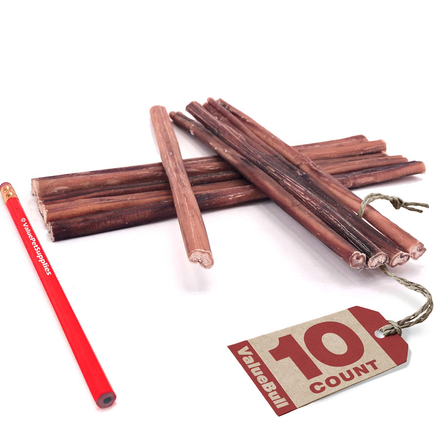 ValueBull Thin 12 Inch All Natural Beef Bully Sticks for Small Dogs - 100% Beef Pizzle Single Ingredient Dog Treats, Rawhide Alternative - Perfect for Training, Chewing & Dental Health