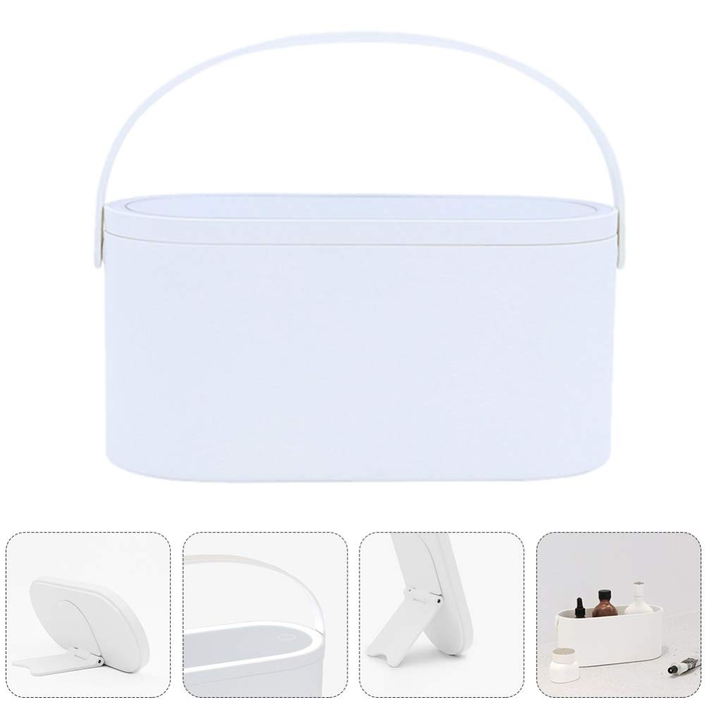 VALICLUD Portable Makeup Organizer with LED Light Mirror - Travel Cosmetic Storage Case for Makeup Brushes, Lipsticks & Beauty Essentials | Perfect for Travel, Home Vanity & Professional Makeup Artists