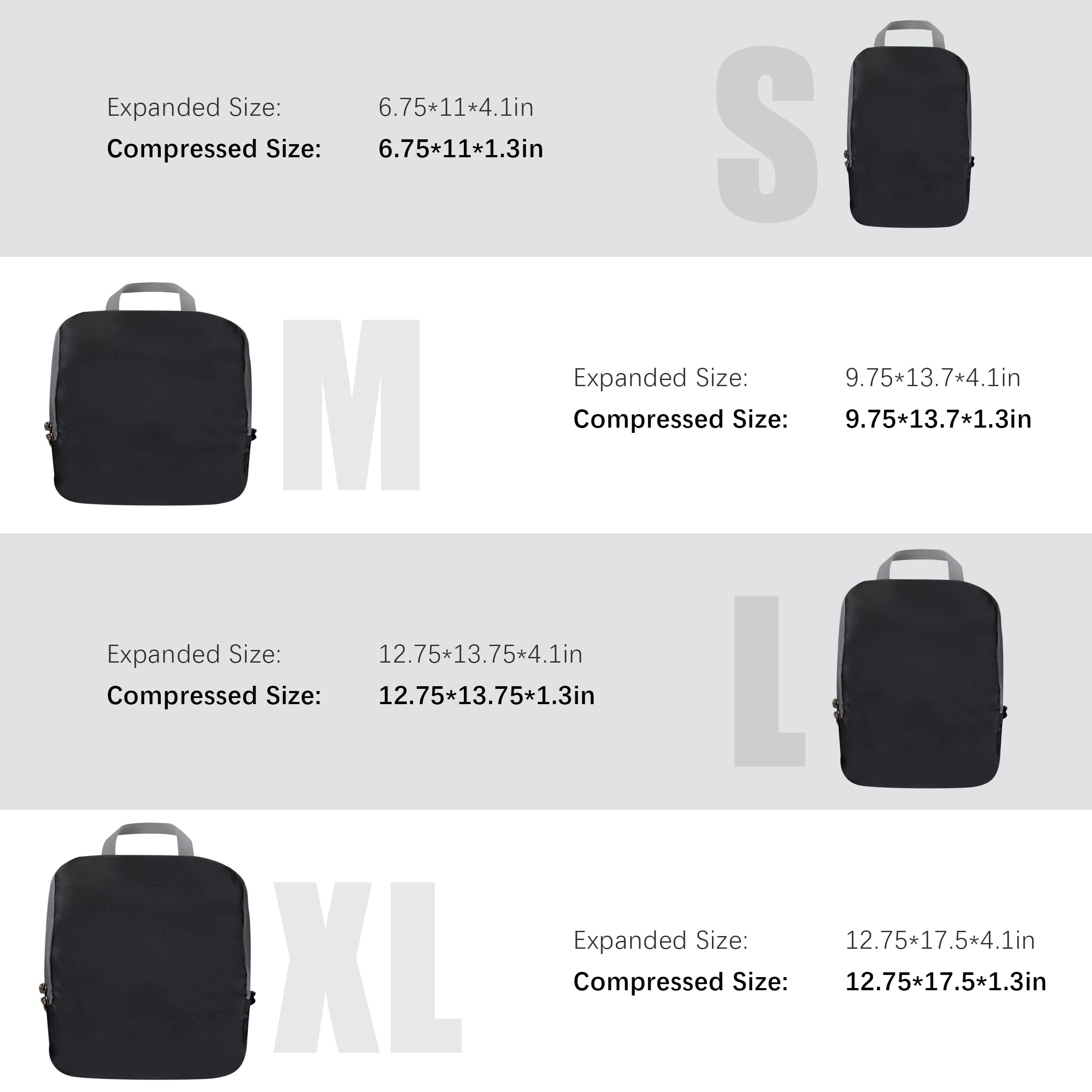 4-Piece Expandable Compression Packing Cubes Set - Lightweight Travel Organizers for Carry-On Luggage & Suitcases - Perfect for Business Trips, Vacations & Weekend Getaways