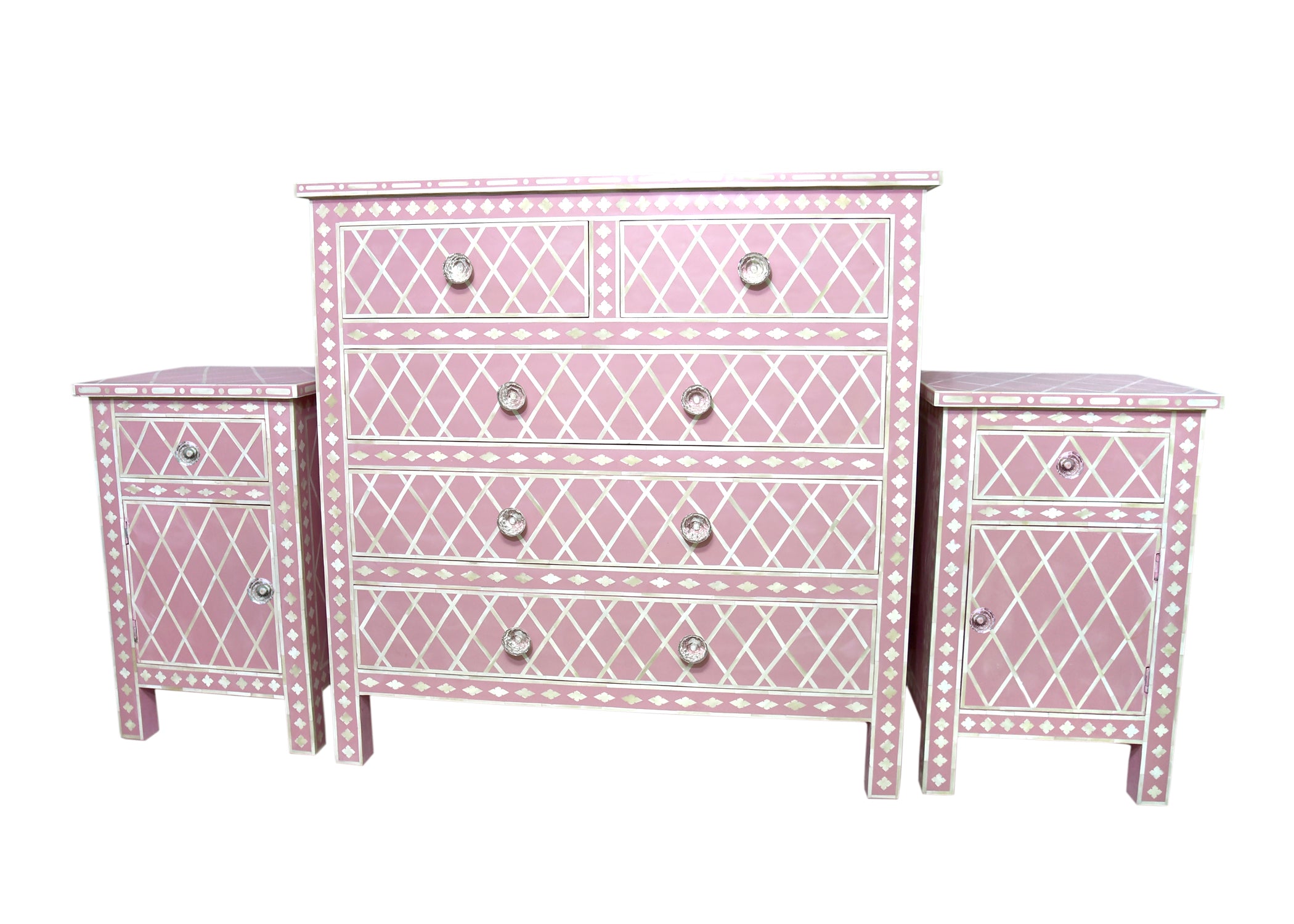 Loki Bone Inlay Dresser - Handcrafted Wooden Chest of Drawers with Intricate Design for Bedroom & Living Room Storage