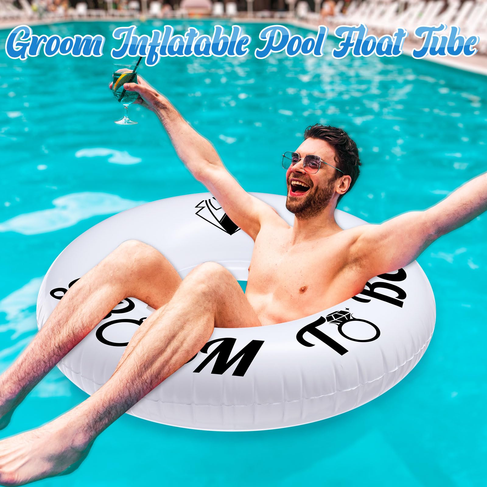 47.24 Inch Groom Inflatable Pool Float Tube - Bachelor Party, Engagement & Bridal Shower Accessories for Adults - Perfect for Pool Parties, Beach Celebrations & Bachelorette Events (Groom to Be)