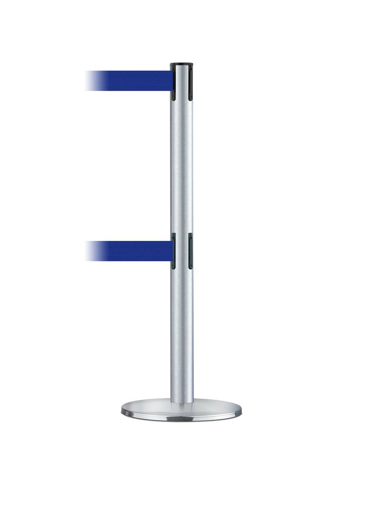 Retractable Barrier Post - Heavy Duty Expandable Safety Barrier for Crowd Control, Events & Construction Sites - Durable Steel Barrier with Reflective Strips for High Visibility