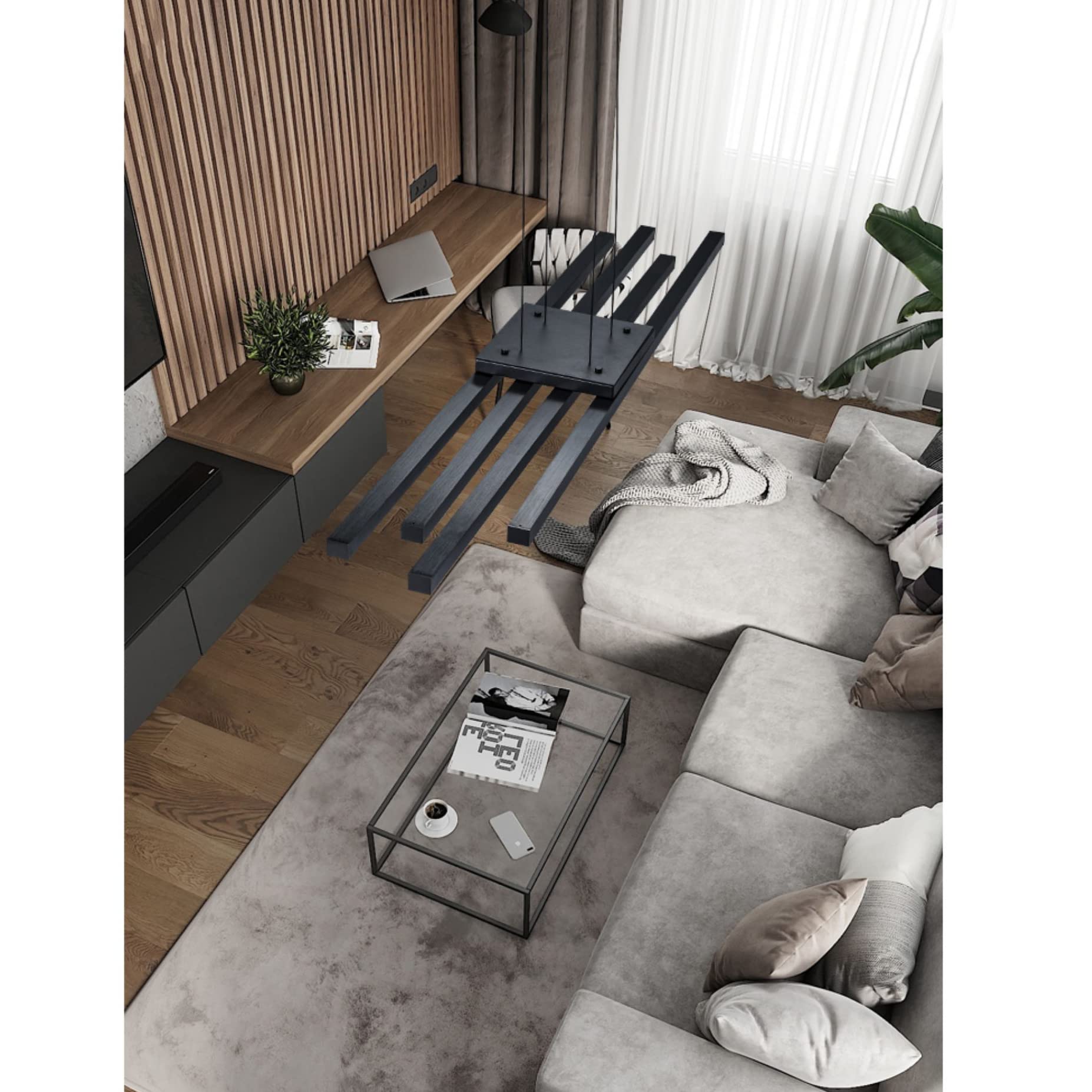 Modern Black Nordic Chandelier - Dimmable LED Hanging Light Fixture for Restaurant, Bar Counter & Living Room | Aluminum Minimalist Design with Designer Style Lighting | Perfect for Dining Areas, Home Decor and Commercial Spaces