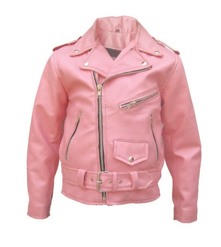 Big Girls Classic Motorcycle Leather Jacket AL2803 - Pink Biker Jacket for Teen Girls, Stylish & Durable Riding Jacket for Motorcycle Enthusiasts - Perfect for Riding, Casual Wear & Outdoor Adventures