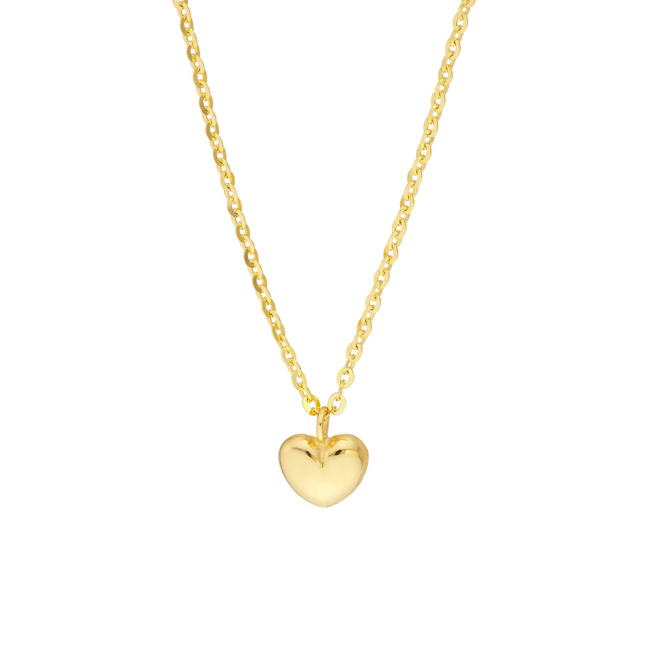 14K Yellow Gold Mini Puff Heart Necklace for Kids - Dainty & Elegant Jewelry Gift for Girls, Birthday, Valentine's Day & Special Occasions