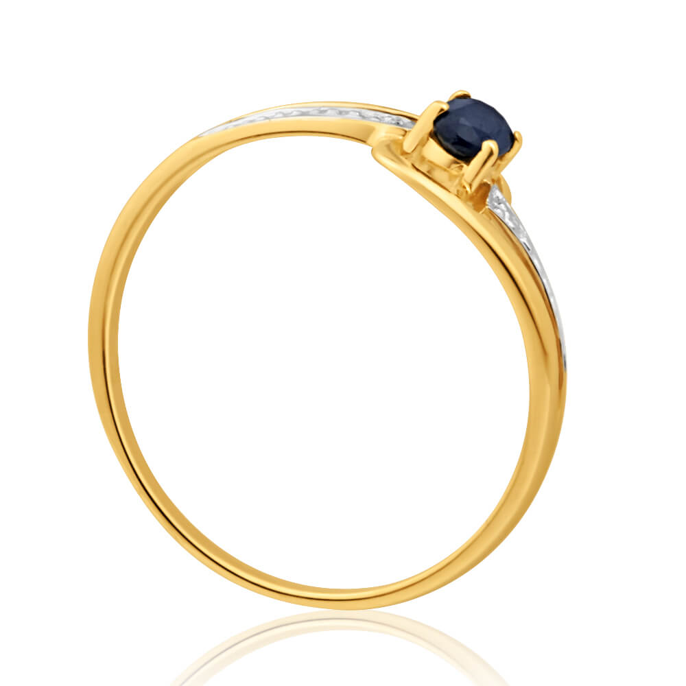 9ct Yellow Gold Natural Black Sapphire Ring for Women - Elegant Jewelry Gift for Anniversary, Engagement & Special Occasions