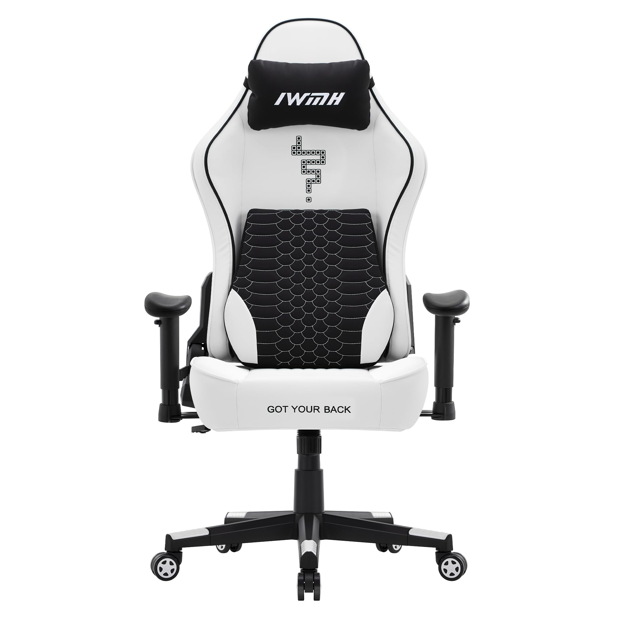 Ergonomic Gaming Chair with Lumbar Support - High Back Office Computer Chair for Adults & Teens, Swivel Rolling Desk Chair with Headrest, 450 lbs Weight Capacity (White) - Perfect for Home Office, Gaming Setup & Workstation