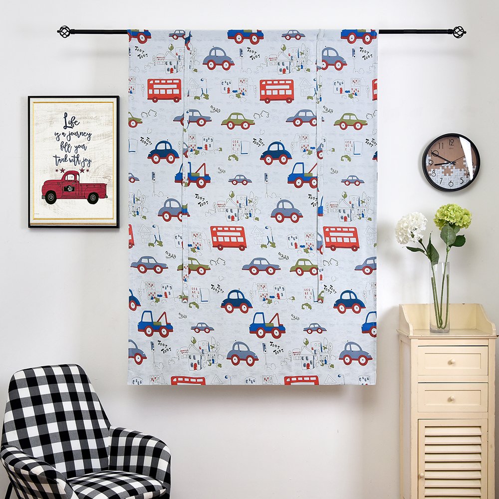ELEOPTION Thermal Insulated Blackout Curtains for Small Windows - Car Pattern Design, 24