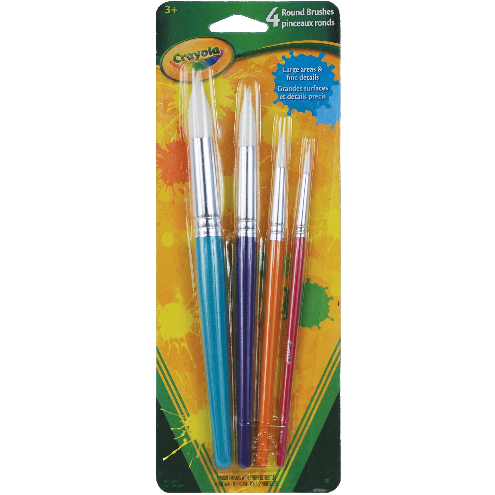 4 Pack White Taklon Paintbrushes - Round Tip Artist Brushes for Acrylic, Watercolor & Oil Painting - Perfect for Canvas, Paper & DIY Crafts